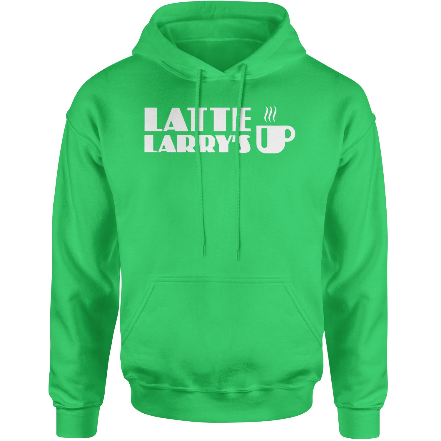 Latte Larry's Enthusiastic Coffee Adult Hoodie Sweatshirt Kelly Green