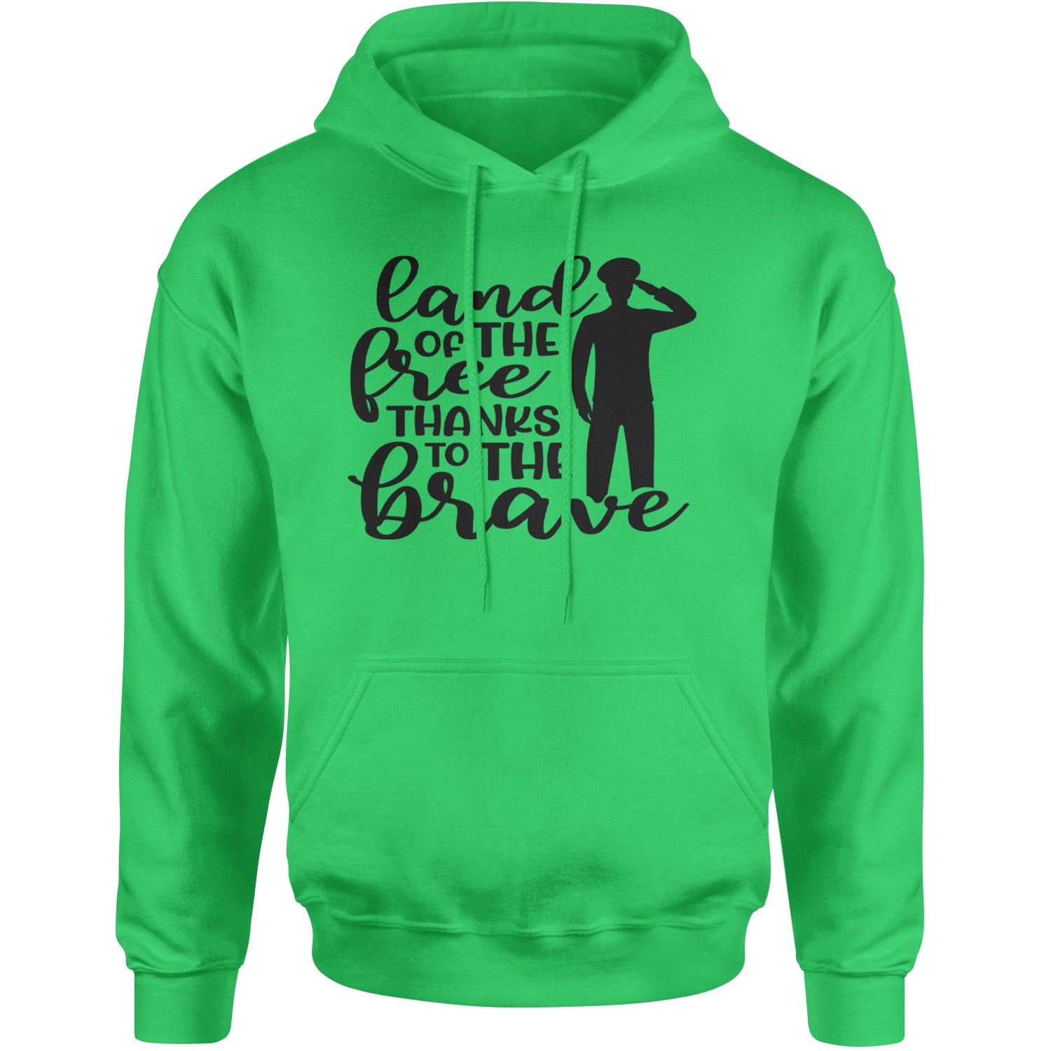 Land Of The Free Thanks To The Brave Veterans Adult Hoodie Sweatshirt Kelly Green