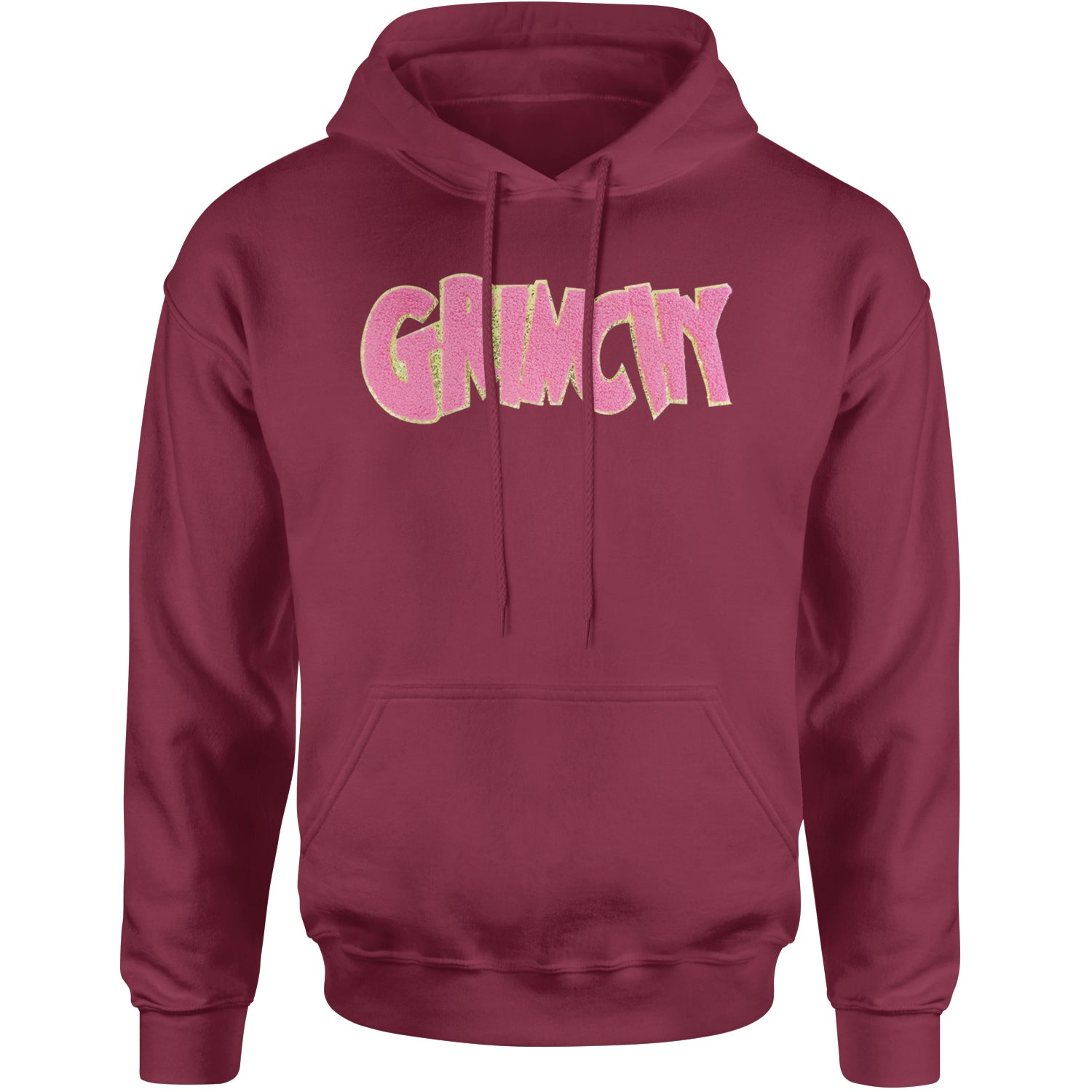 Pink Gr-nchy Chenille Patch Adult Hoodie Sweatshirt Maroon