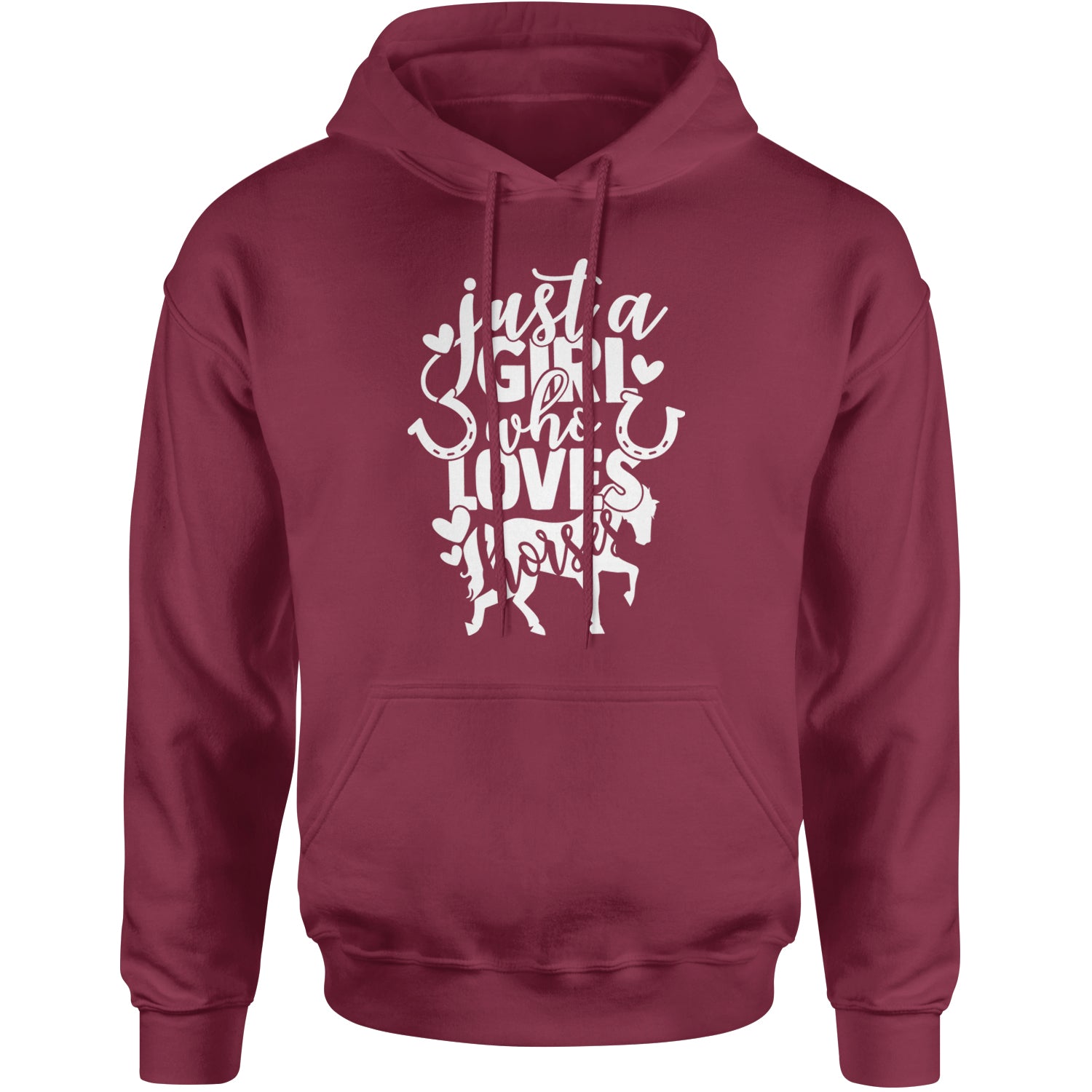 Just A Girl Who Loves Horses Adult Hoodie Sweatshirt Maroon