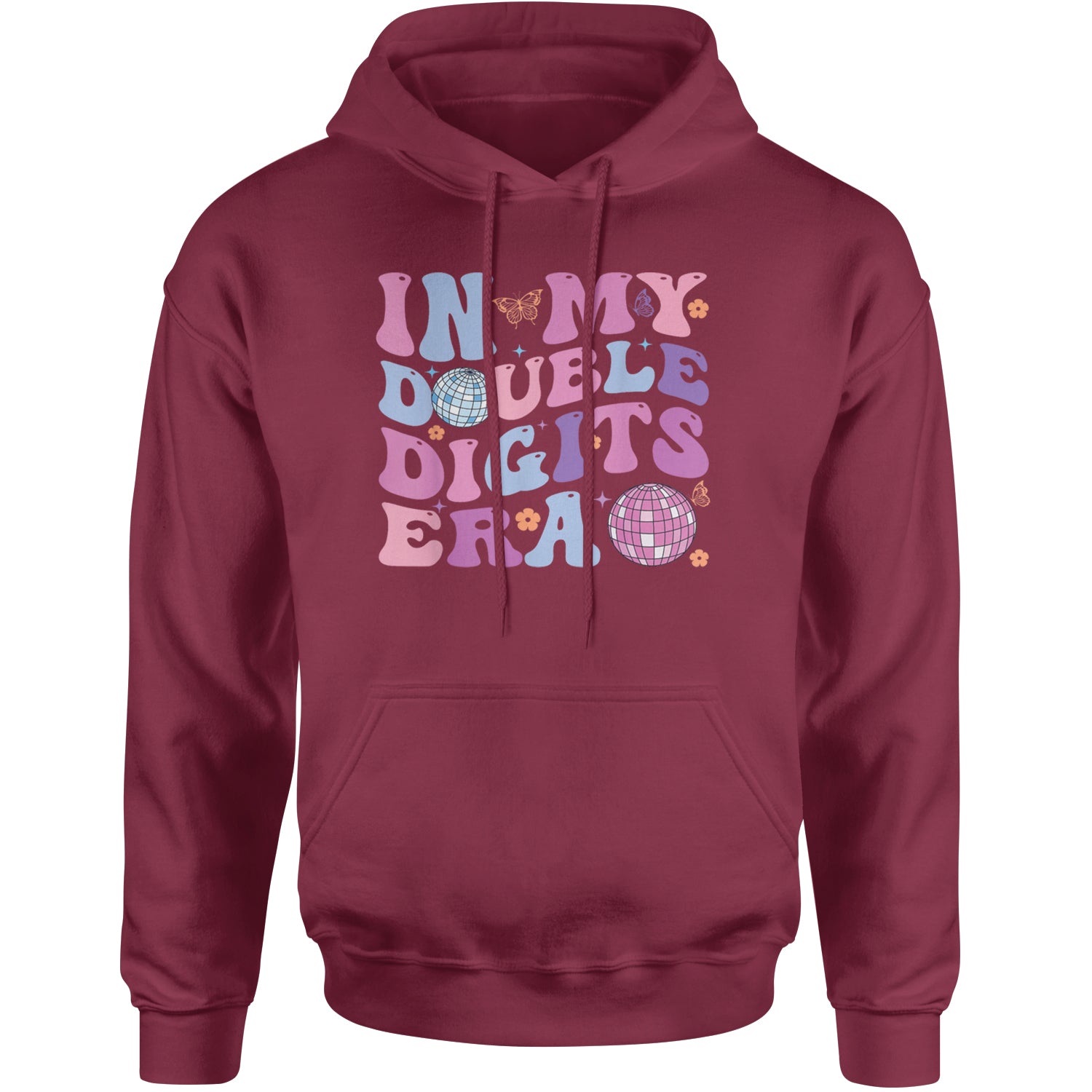 In My Double Digits Era Retro 10 Year Old 10th Birthday Adult Hoodie Sweatshirt Maroon