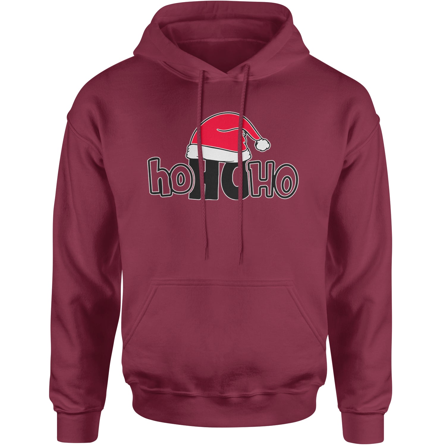 Ho Ho Ho Santa Christmas Hat Adult Hoodie Sweatshirt Maroon