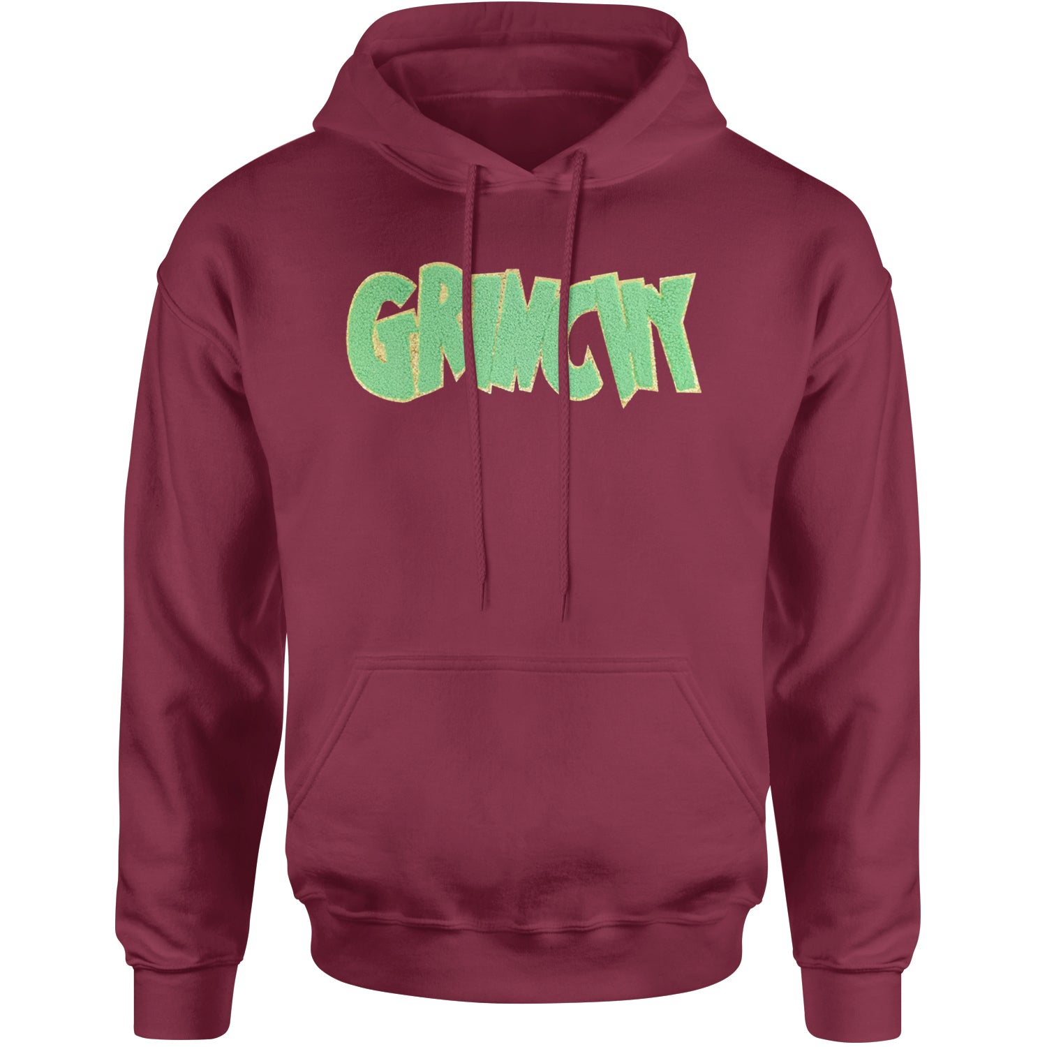 Green Gr-nchy Chenille Patch Adult Hoodie Sweatshirt Maroon