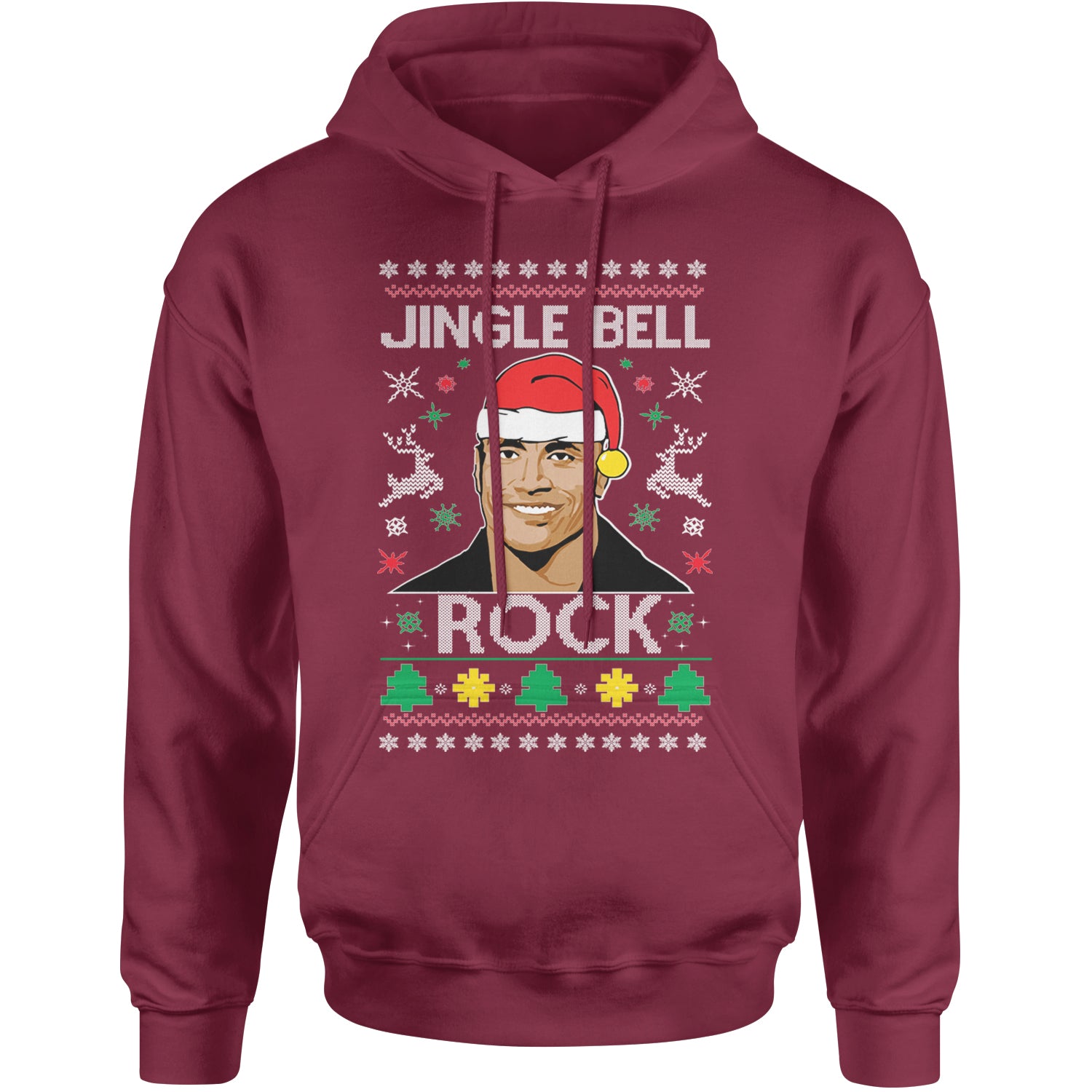 Jingle Bell Rock Ugly Christmas Adult Hoodie Sweatshirt Maroon