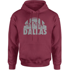 Dallas Texas Skyline Adult Hoodie Sweatshirt Maroon