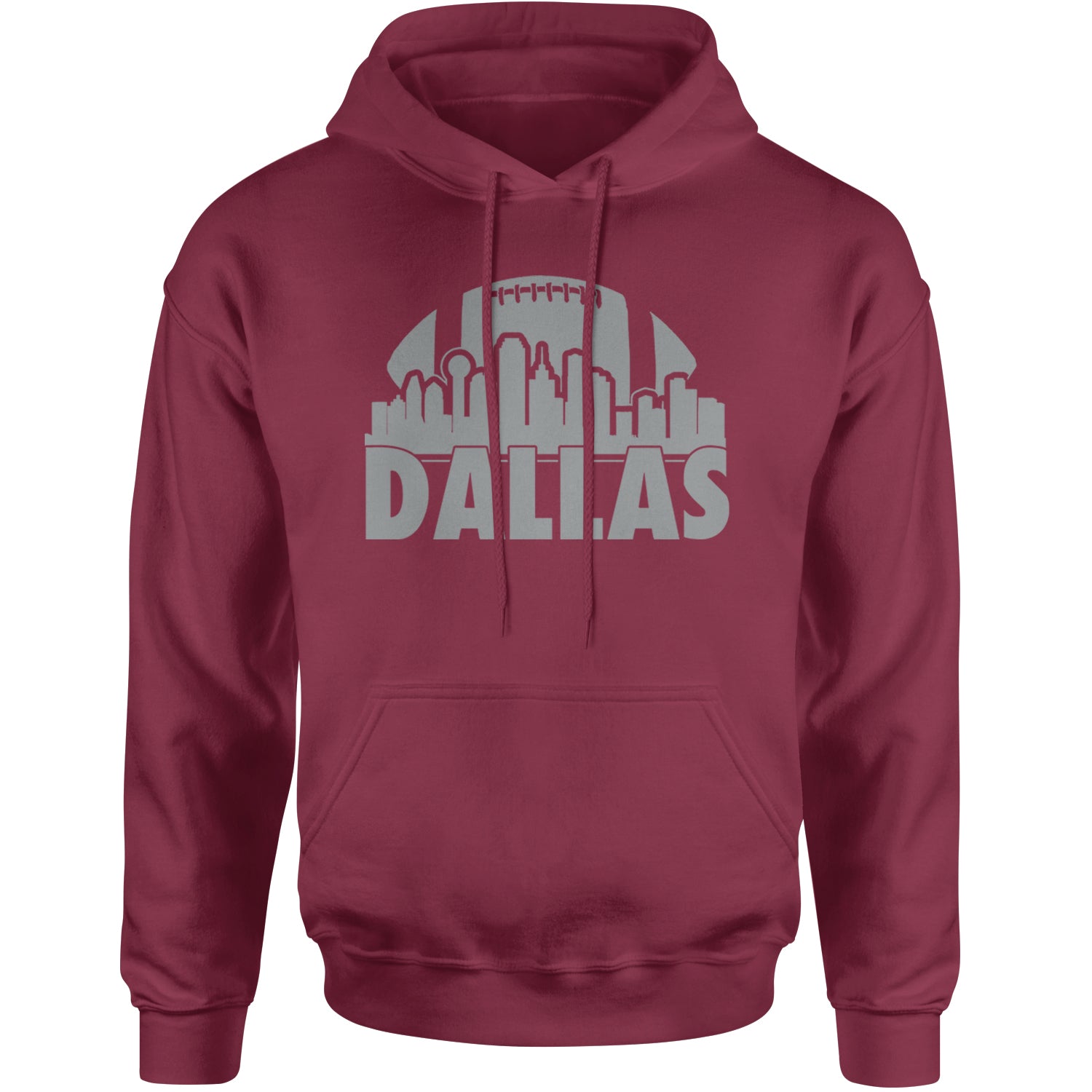 Dallas Texas Skyline Adult Hoodie Sweatshirt Maroon