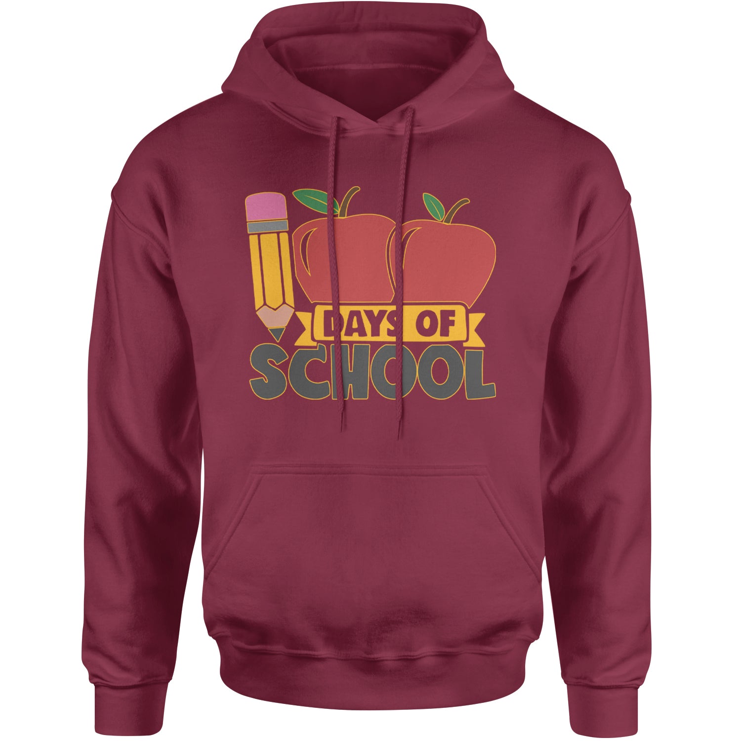 100 Days Of School Apple Pencil Adult Hoodie Sweatshirt Maroon