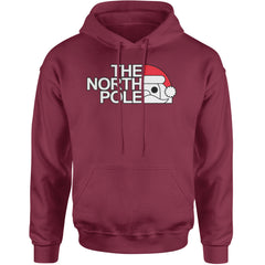 The North Pole Santa Face Adult Hoodie Sweatshirt Maroon