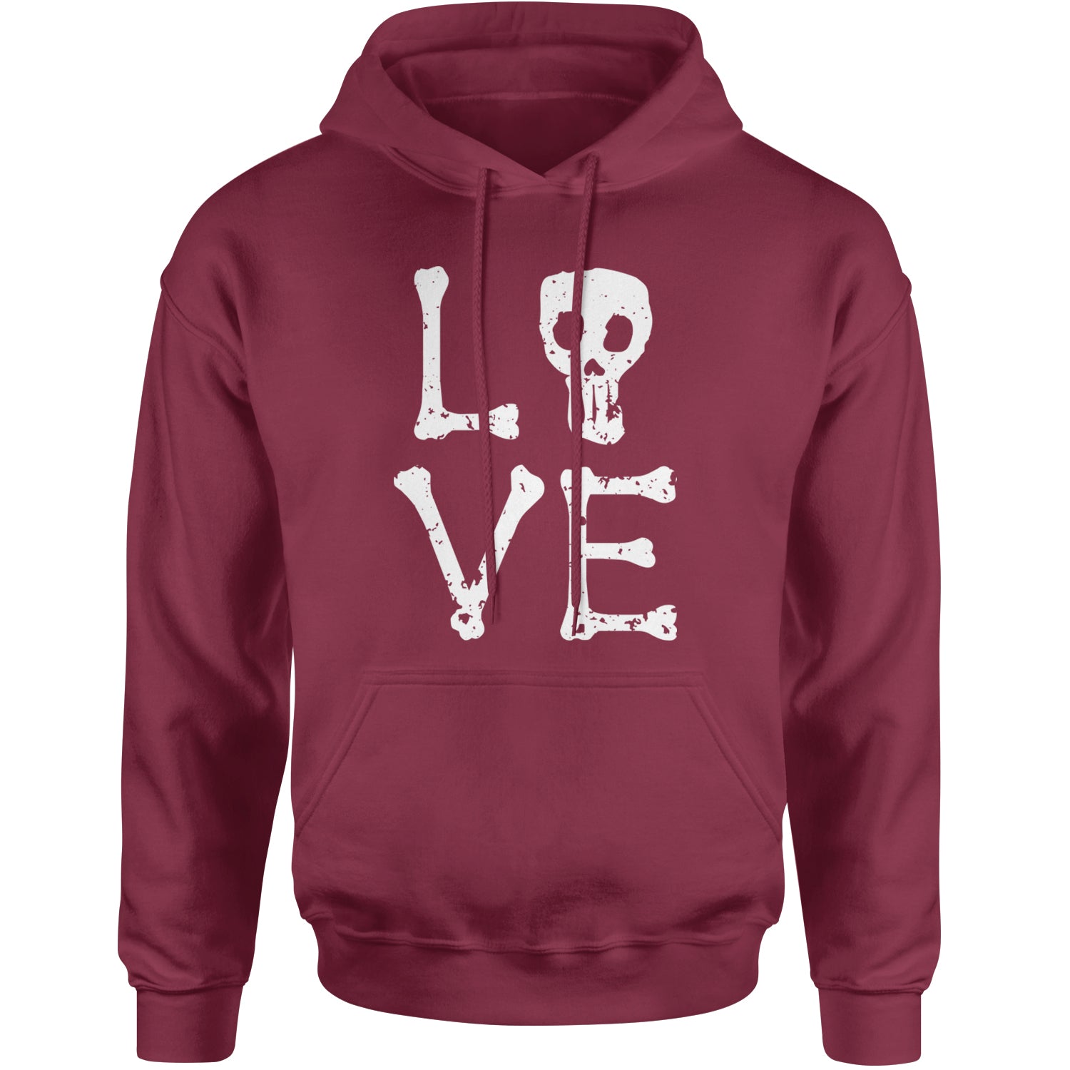 Love Skeleton Bones Adult Hoodie Sweatshirt Maroon