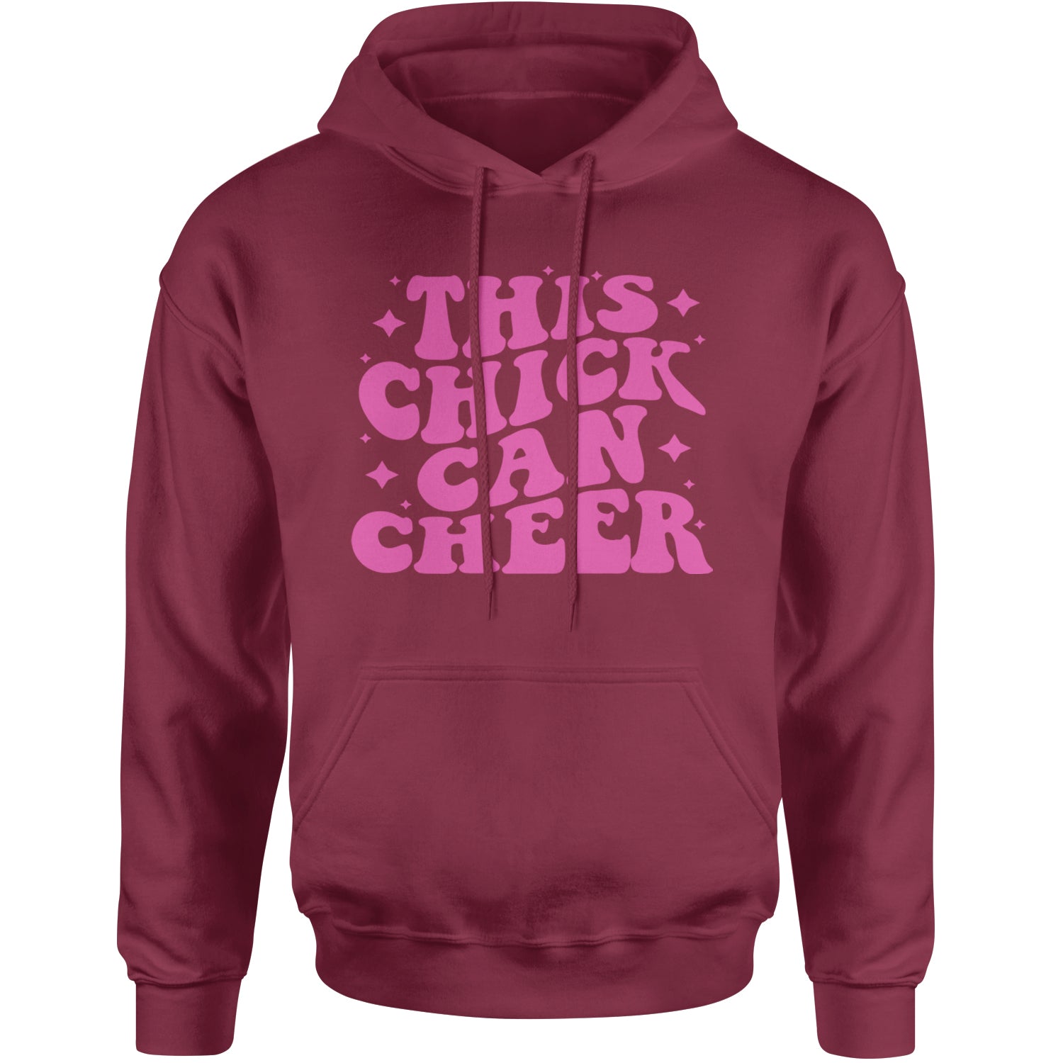 This Chick Can Cheer Adult Hoodie Sweatshirt Maroon