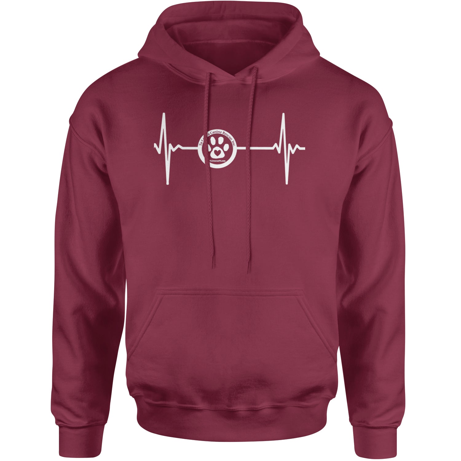 TLC Rescue Heartbeat Adult Hoodie Sweatshirt Maroon