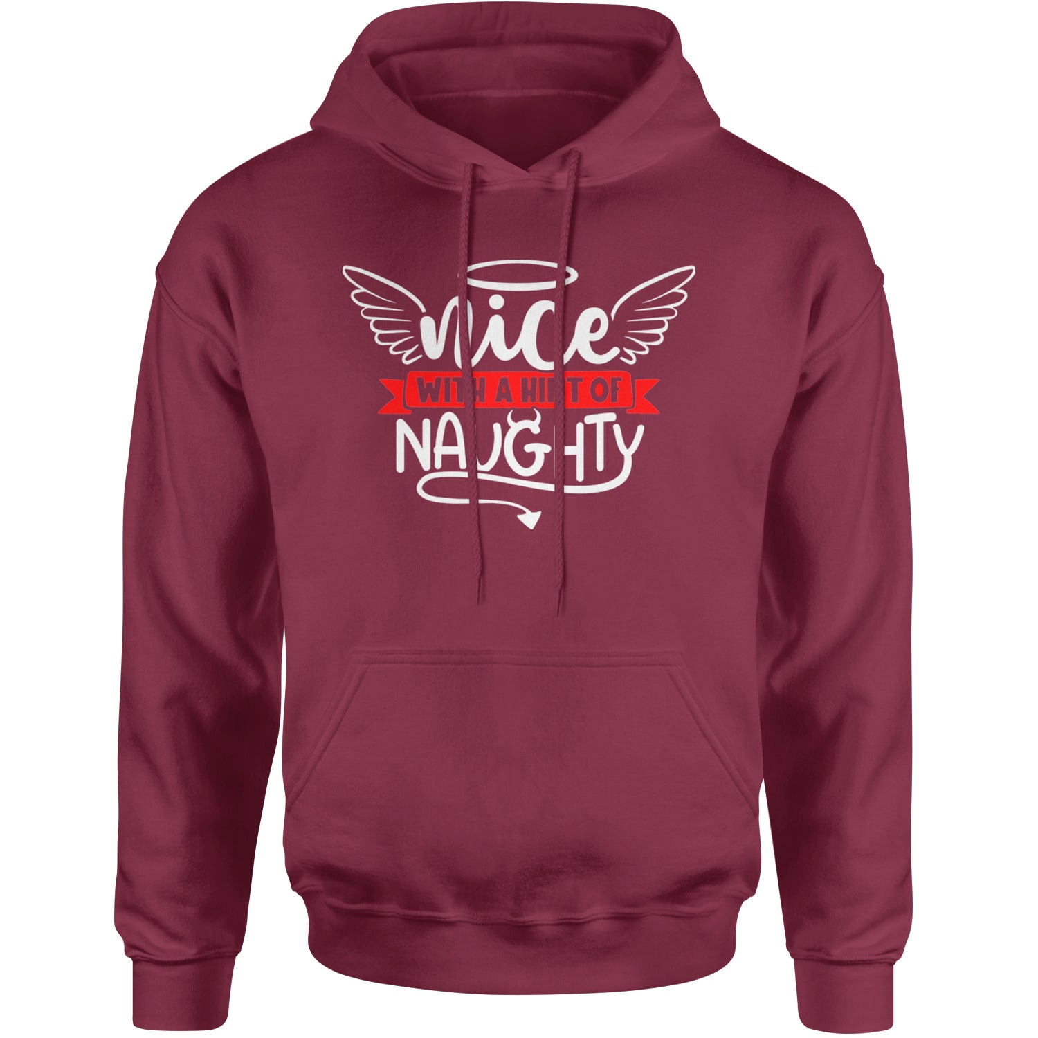 Nice with a Hint of Naughty Christmas Adult Hoodie Sweatshirt Maroon