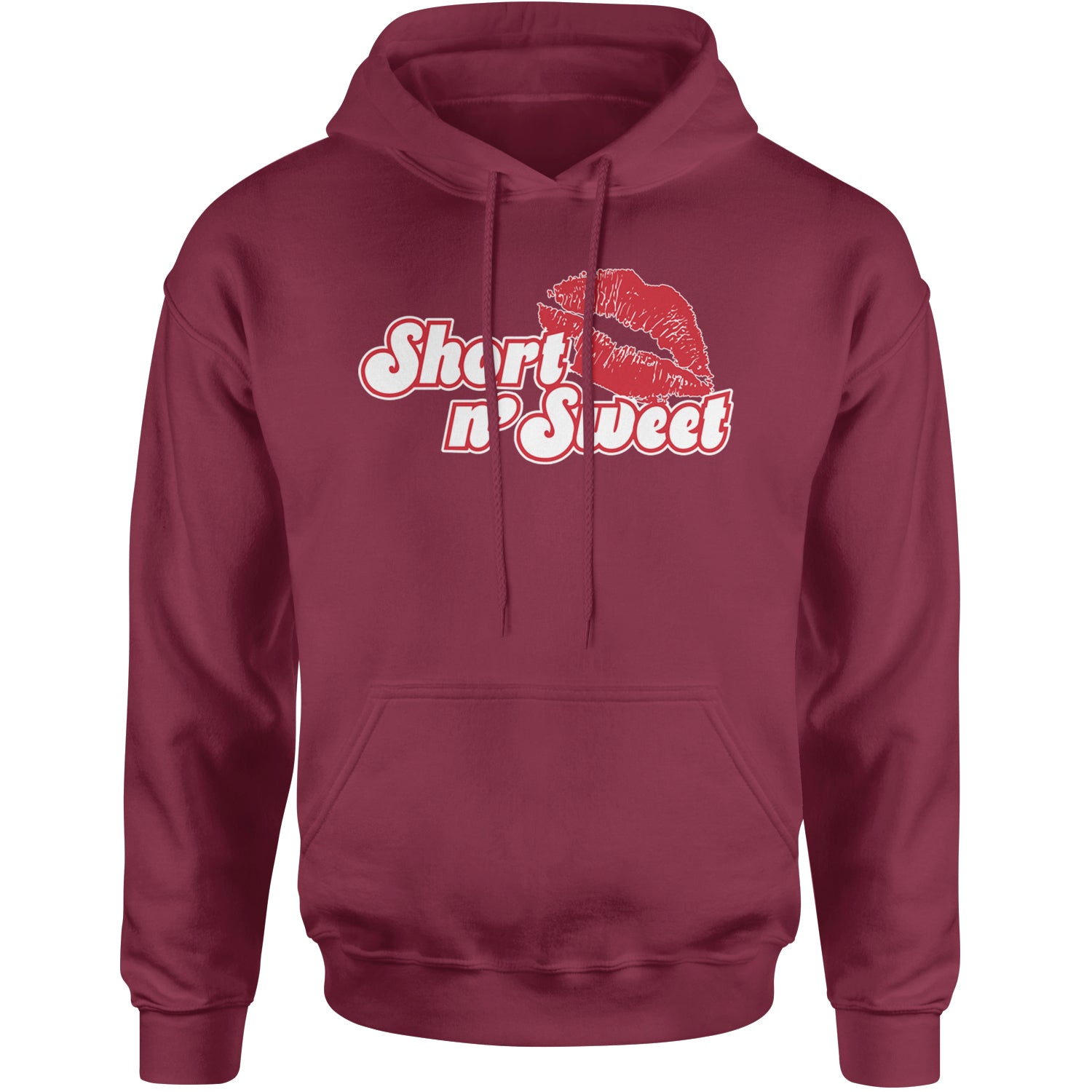 Short N' Sweet Red Lips Adult Hoodie Sweatshirt Maroon