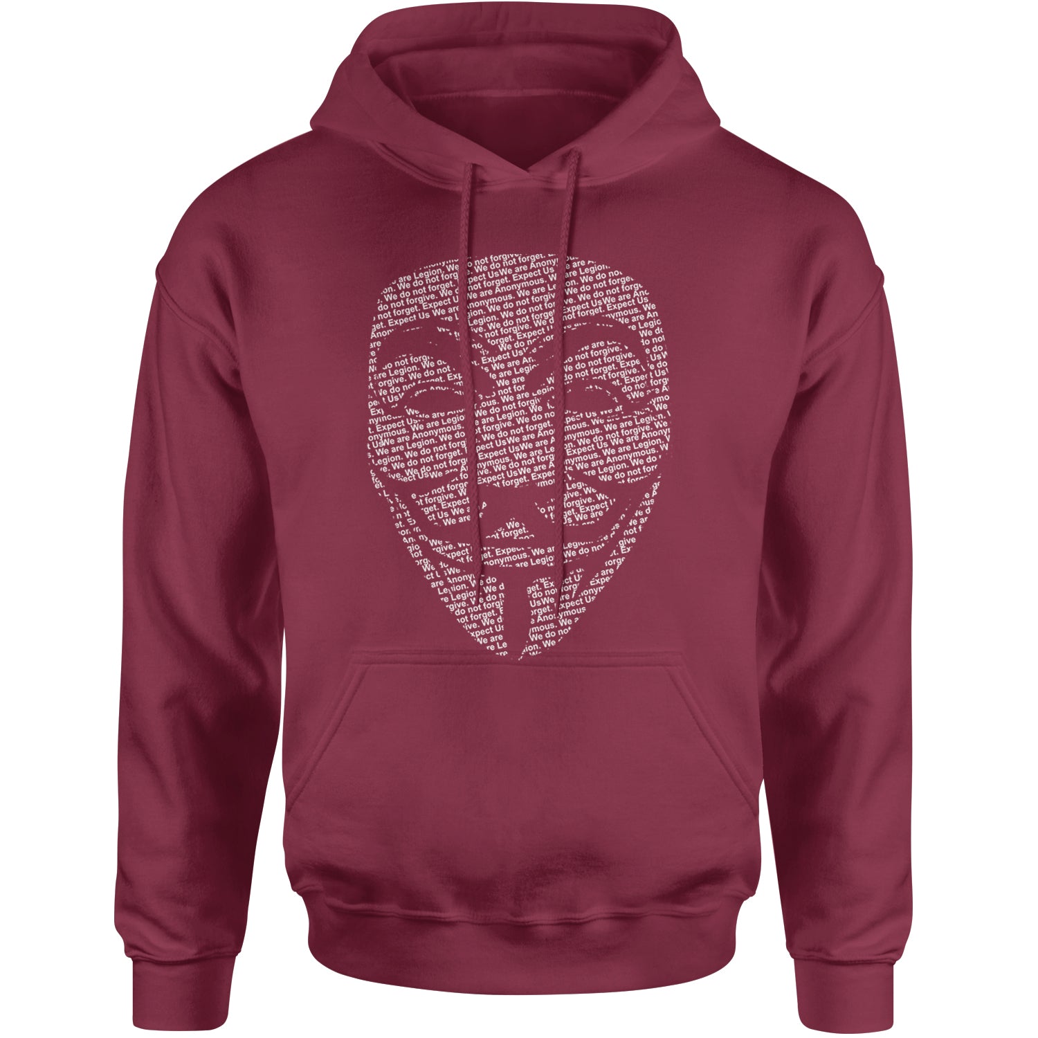 V For Vendetta Anonymous Mask Adult Hoodie Sweatshirt Maroon