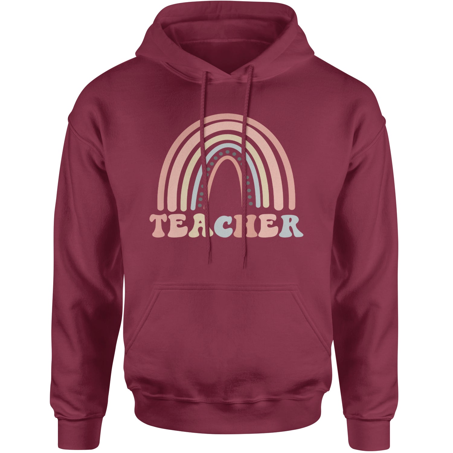 Teacher Pastel Rainbow Adult Hoodie Sweatshirt Maroon