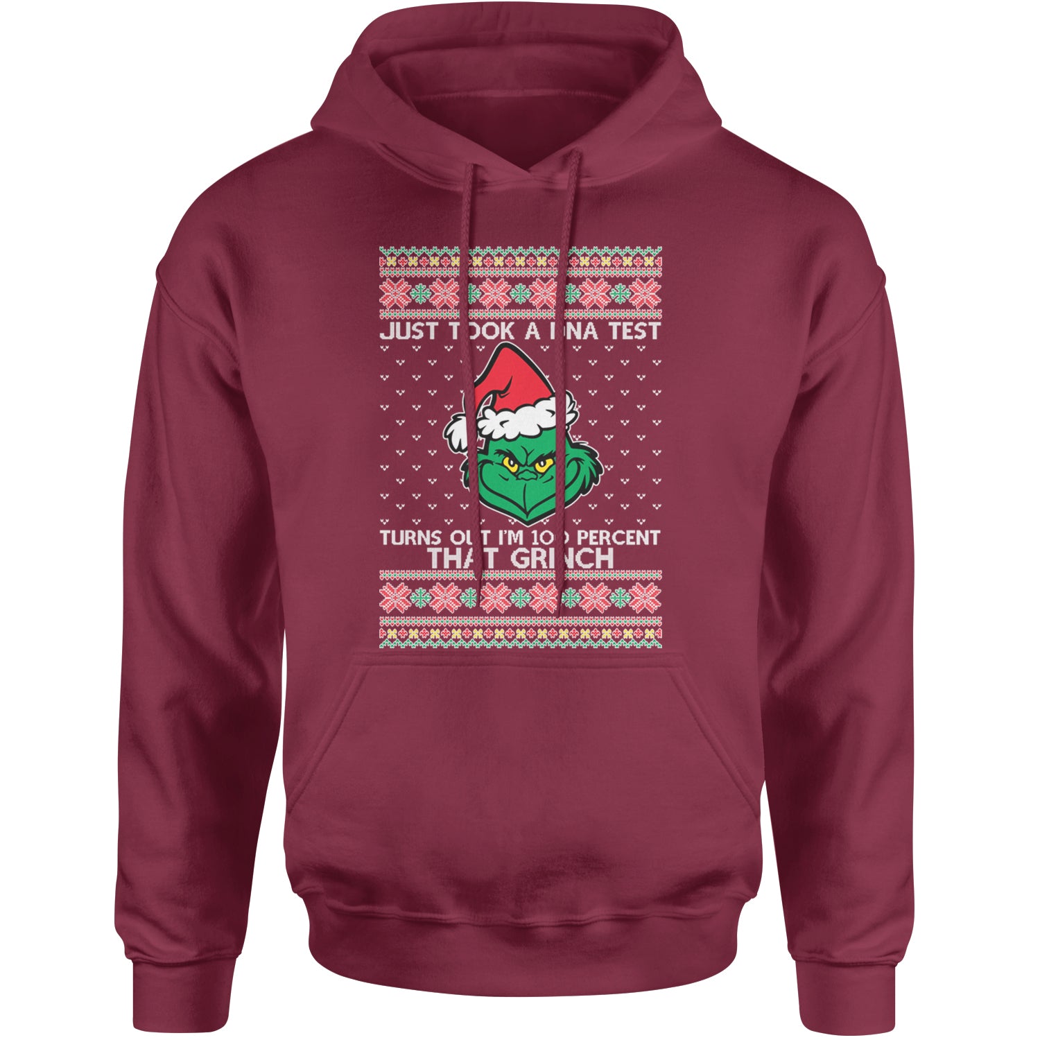 One Hundred Percent That Gr-nch Ugly Christmas Adult Hoodie Sweatshirt Maroon