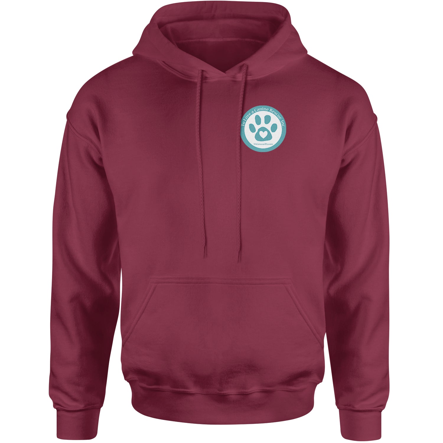 TLC To Love a Canine Dog Rescue Teal Adult Hoodie Sweatshirt Maroon