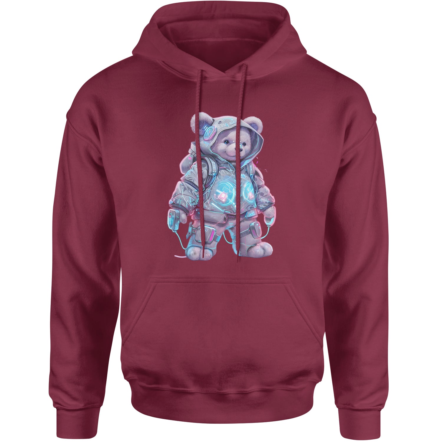 Cyberpunk Adventure Urban Graffiti Bear Adult Hoodie Sweatshirt Maroon