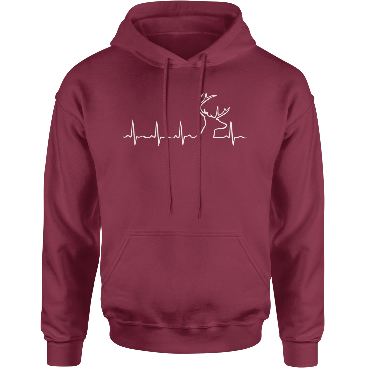 Hunting Heartbeat Deer Hunter Buck Stag Antlers  Adult Hoodie Sweatshirt Maroon