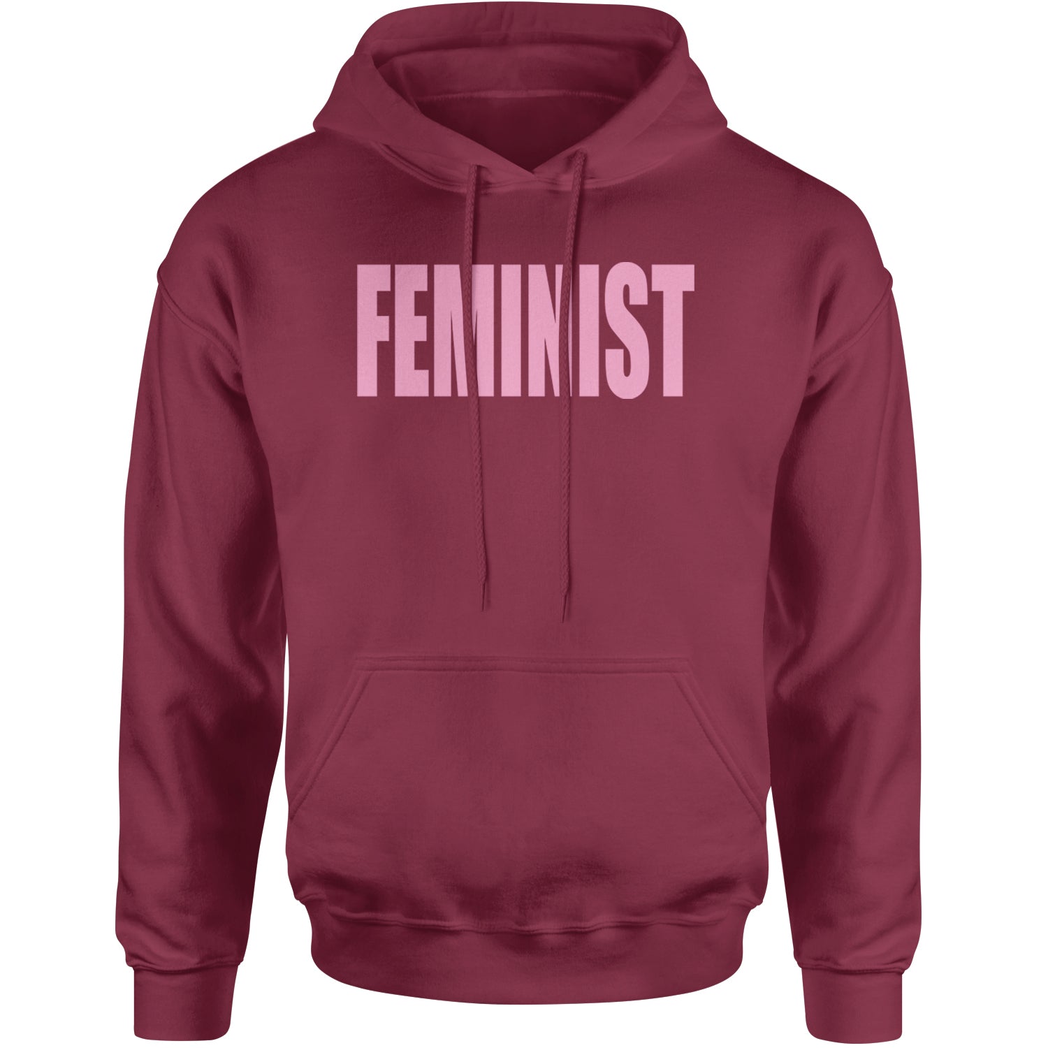 Feminist (Pink Print) Adult Hoodie Sweatshirt Maroon