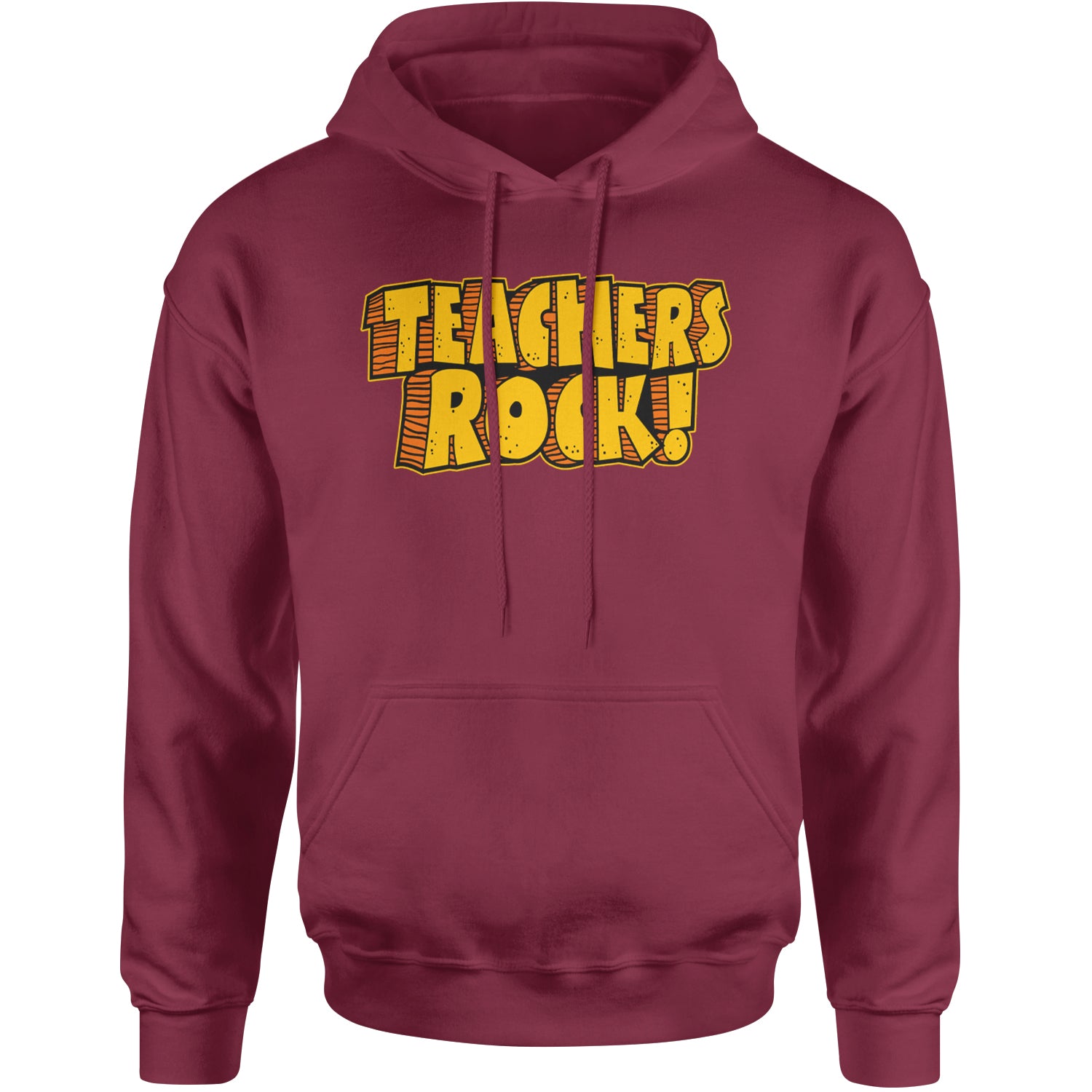 Teachers Rock Retro Adult Hoodie Sweatshirt Maroon