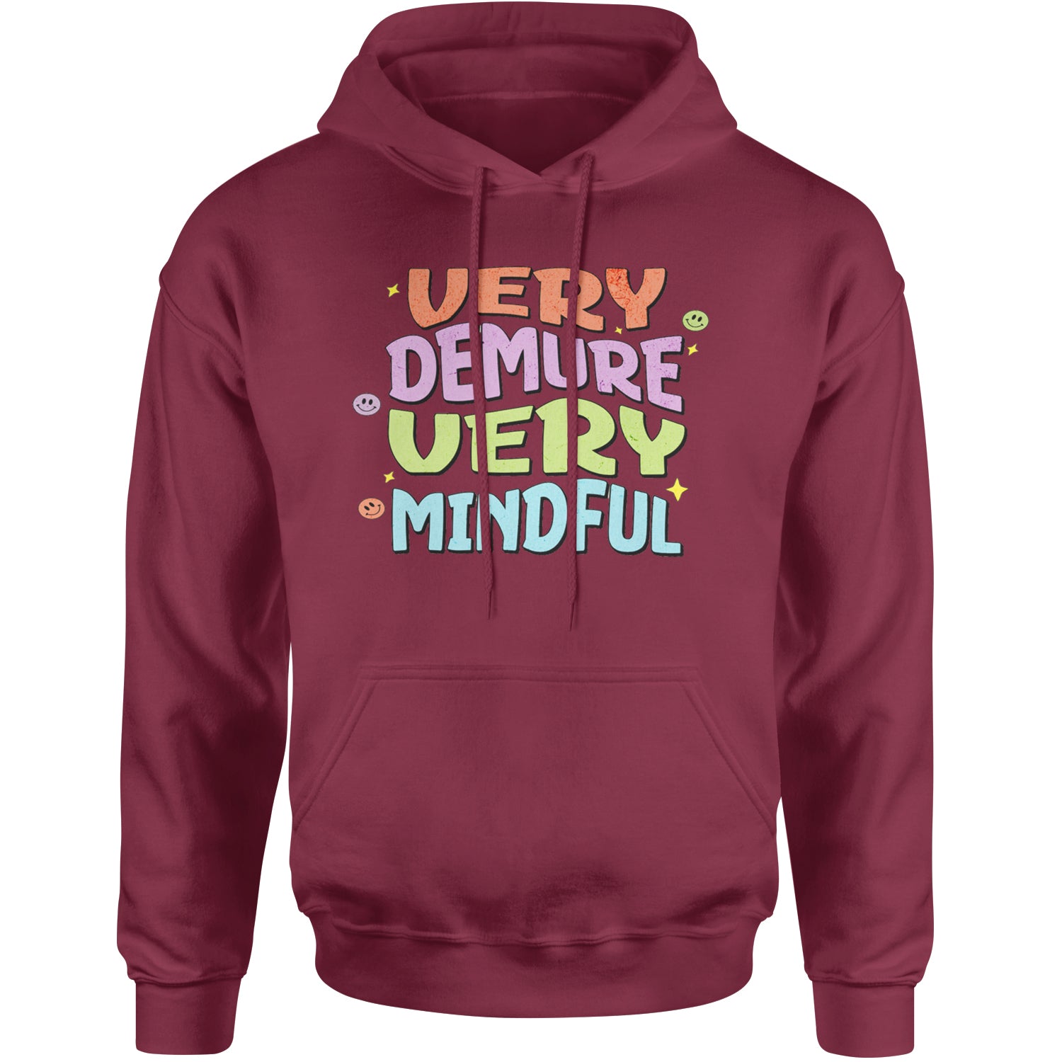 Very Demure, Very Mindful Adult Hoodie Sweatshirt Maroon