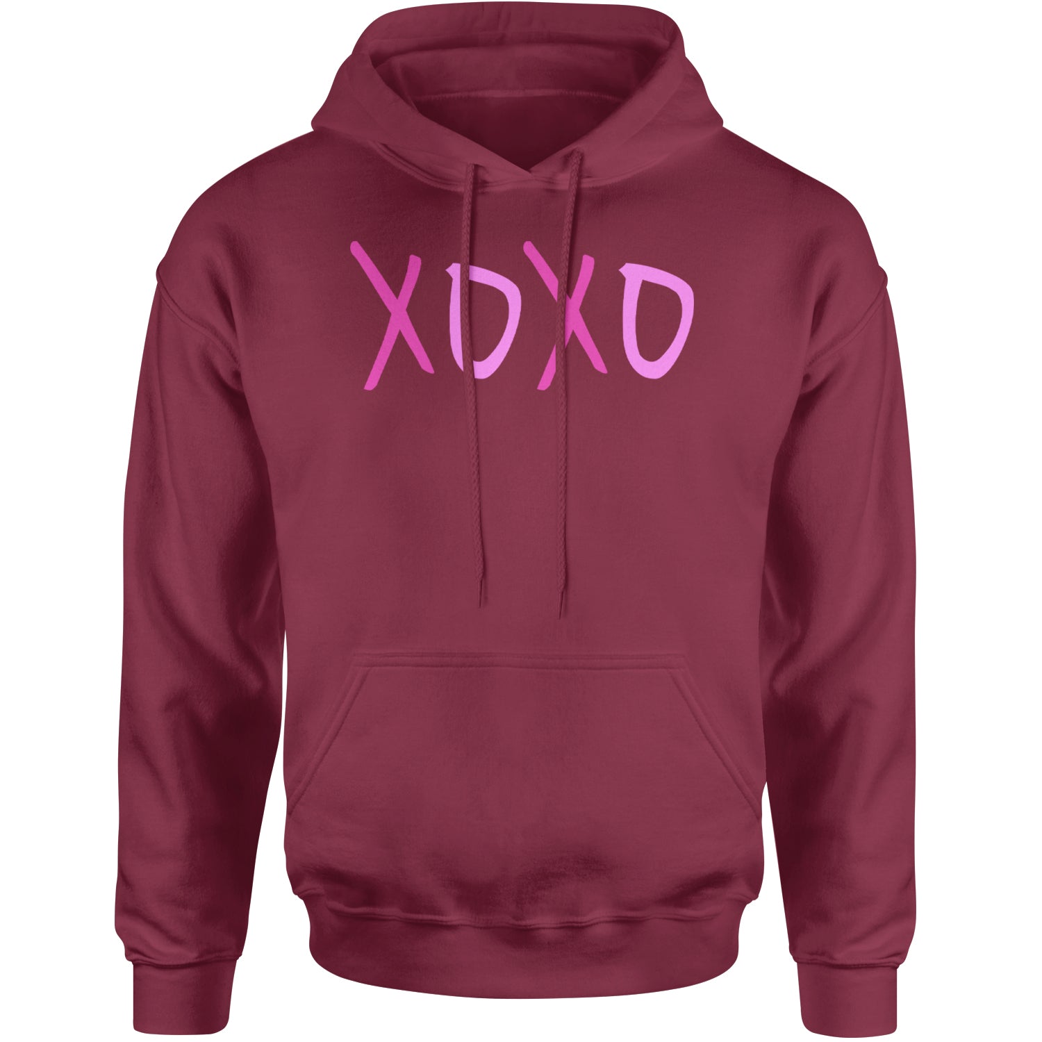 XOXO Pink Print Adult Hoodie Sweatshirt Maroon