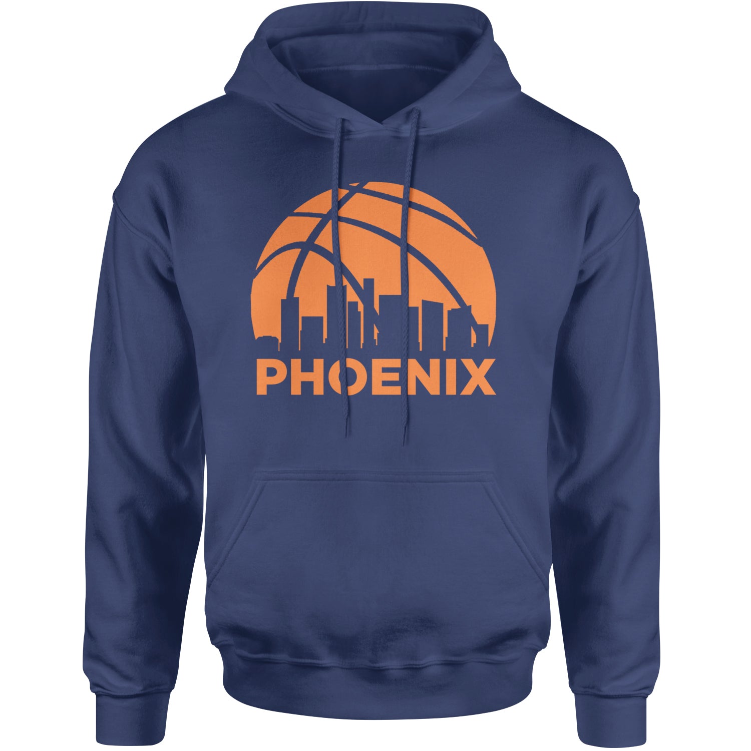 Phoenix Basketball Sunset City Skyline Adult Hoodie Sweatshirt Navy Blue