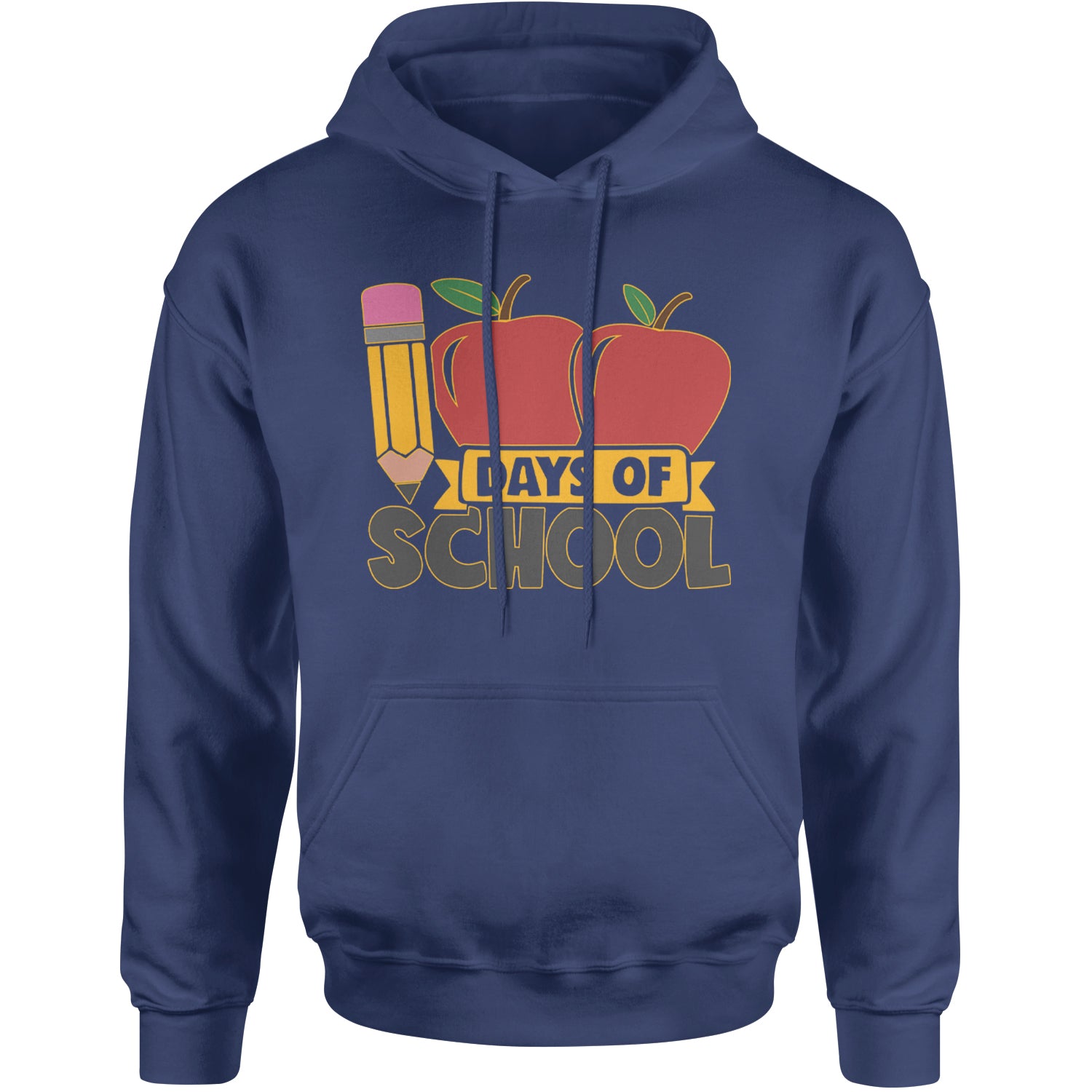 100 Days Of School Apple Pencil Adult Hoodie Sweatshirt Navy Blue