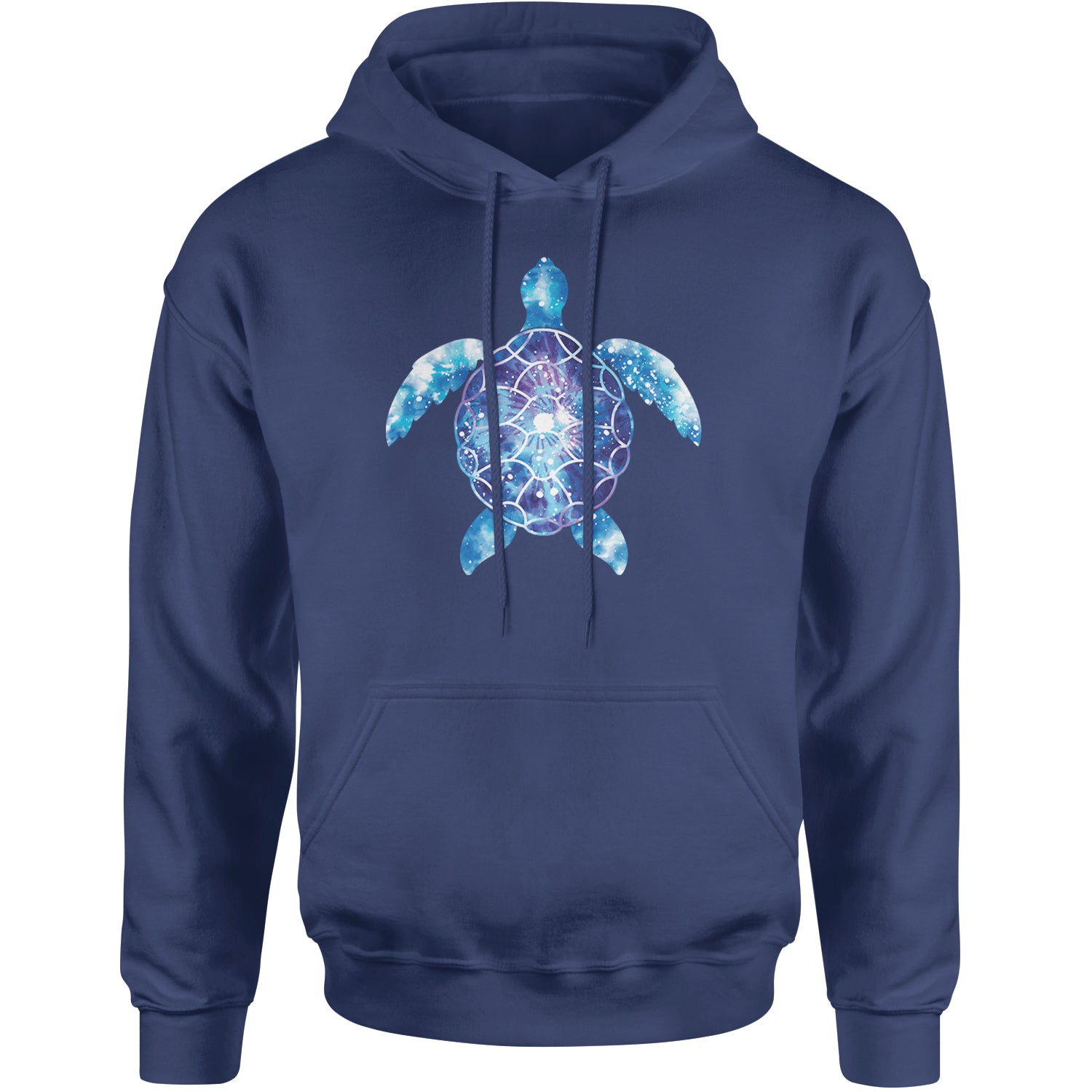 Ocean Aura Tie-Dye Sea Turtle Adult Hoodie Sweatshirt Navy Blue