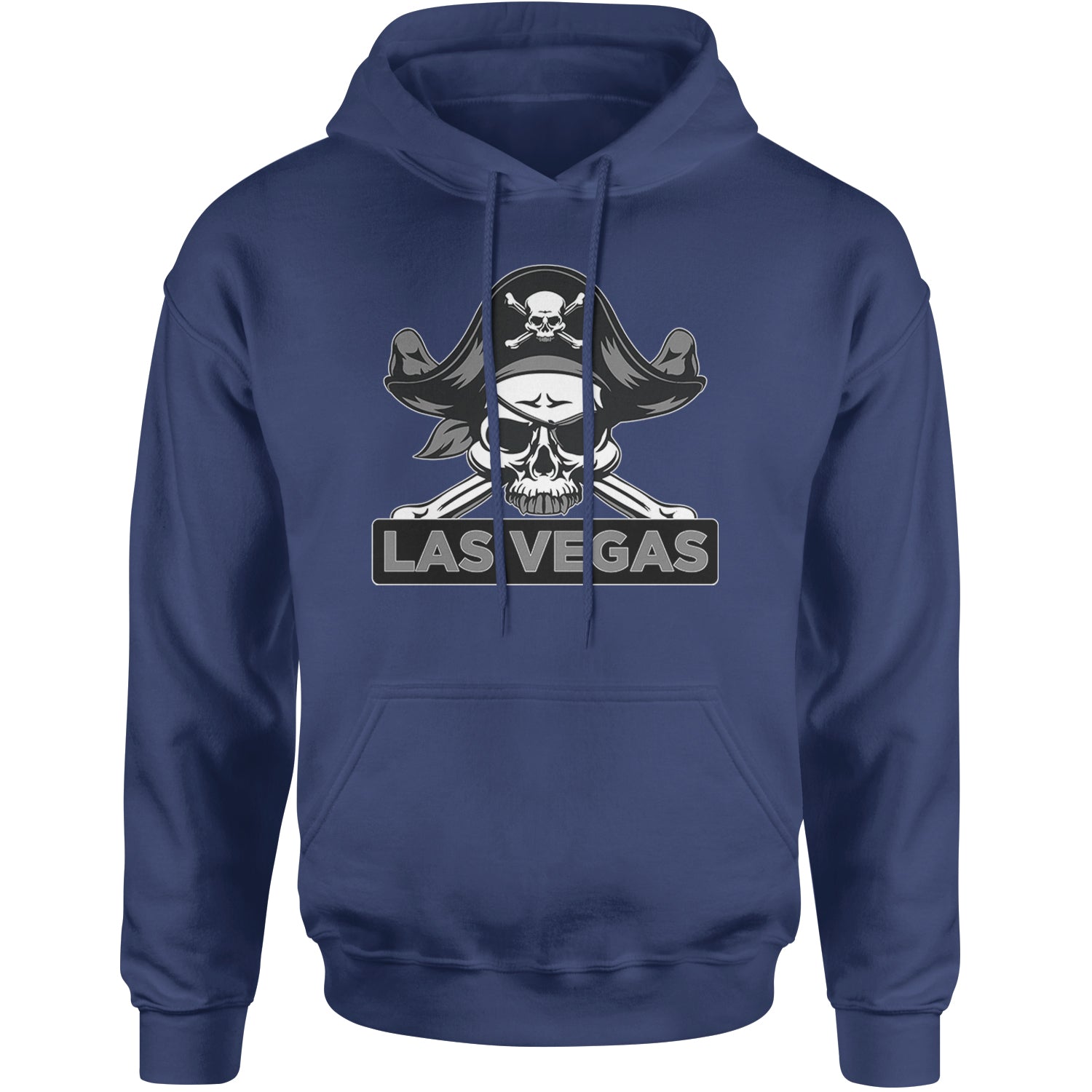 Raider Skull Straight Outta Las Vegas Adult Hoodie Sweatshirt Navy Blue