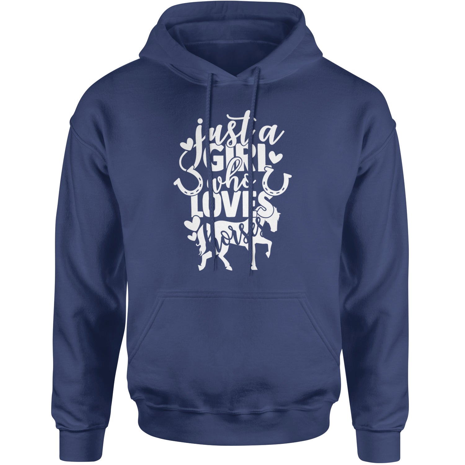 Just A Girl Who Loves Horses Adult Hoodie Sweatshirt Navy Blue