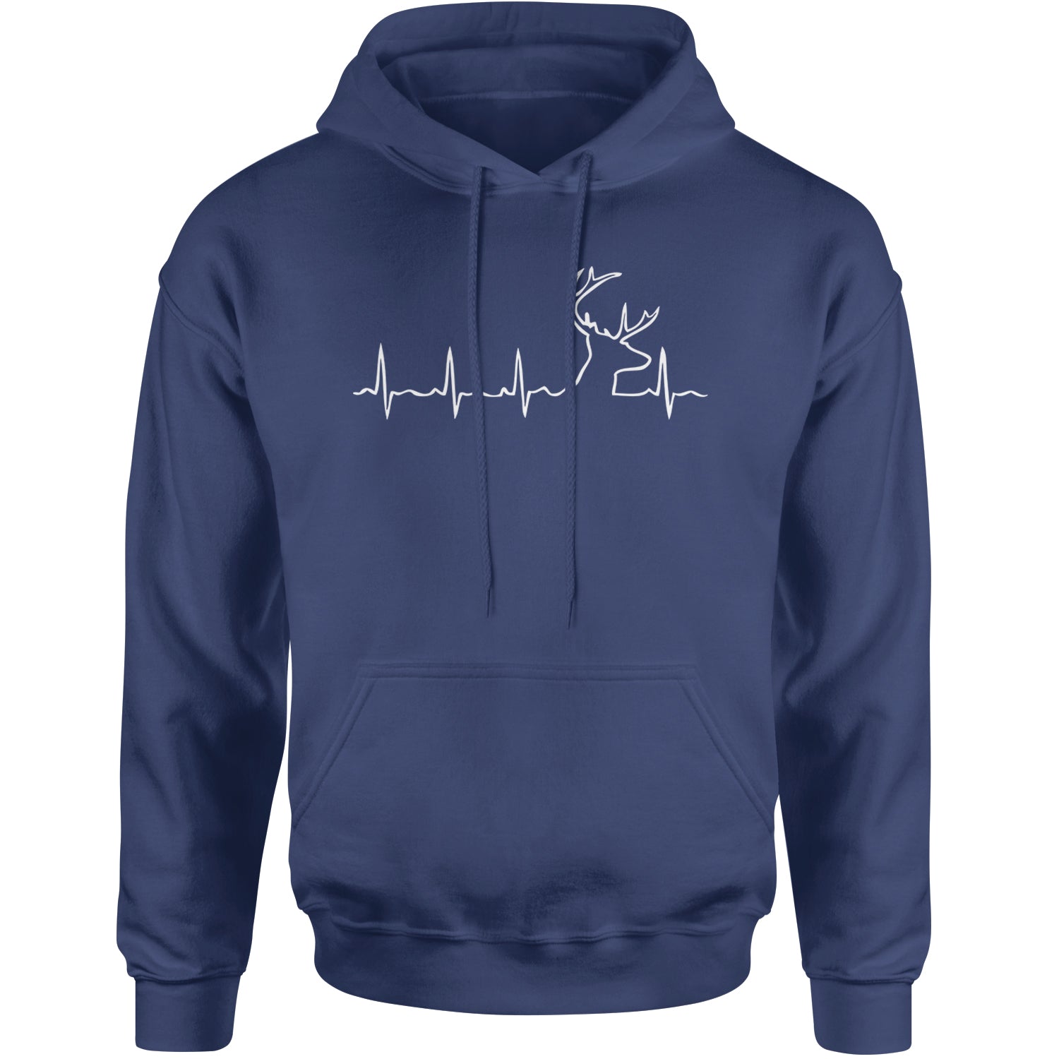 Hunting Heartbeat Deer Hunter Buck Stag Antlers  Adult Hoodie Sweatshirt Navy Blue