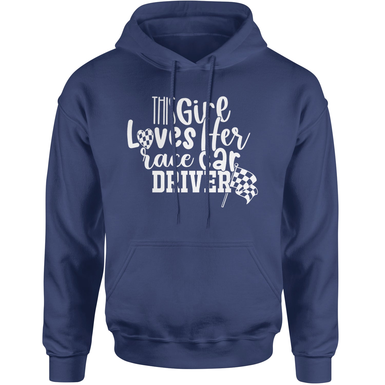 This Girl Loves Her Racecar Driver Adult Hoodie Sweatshirt Navy Blue