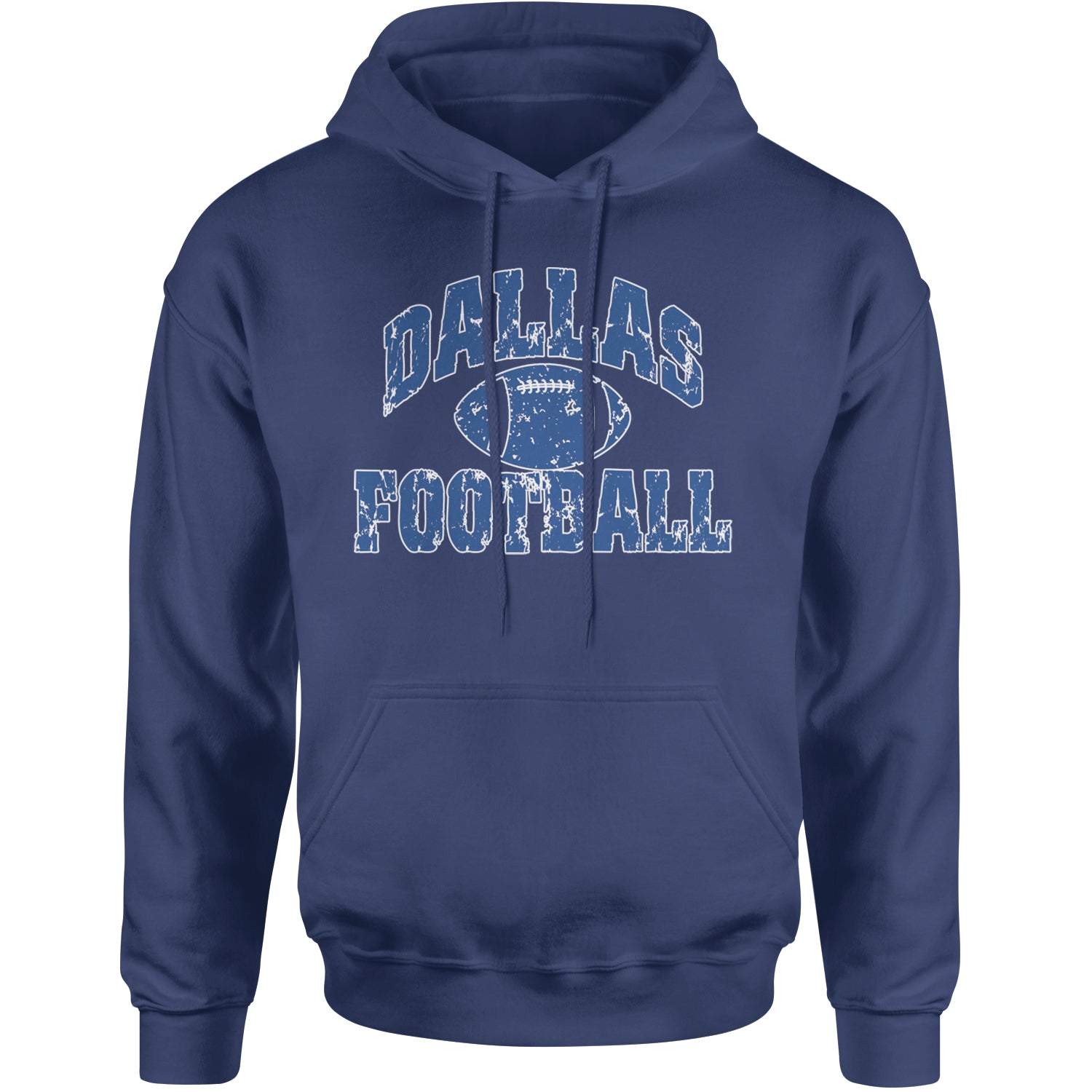 Dallas Distressed Football Adult Hoodie Sweatshirt Navy Blue