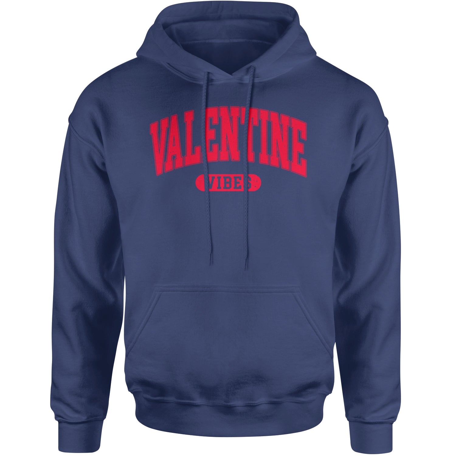 Valentines Vibes Adult Hoodie Sweatshirt Navy Blue