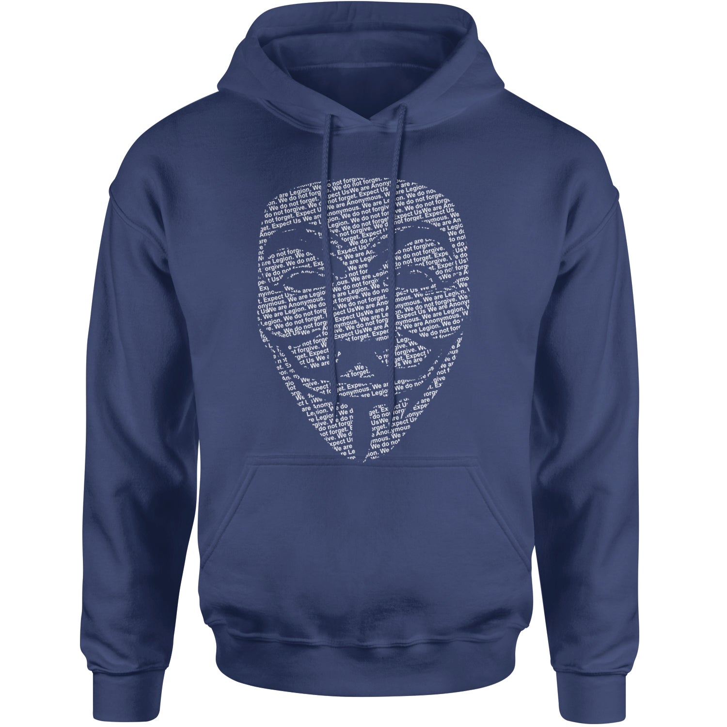 V For Vendetta Anonymous Mask Adult Hoodie Sweatshirt Navy Blue