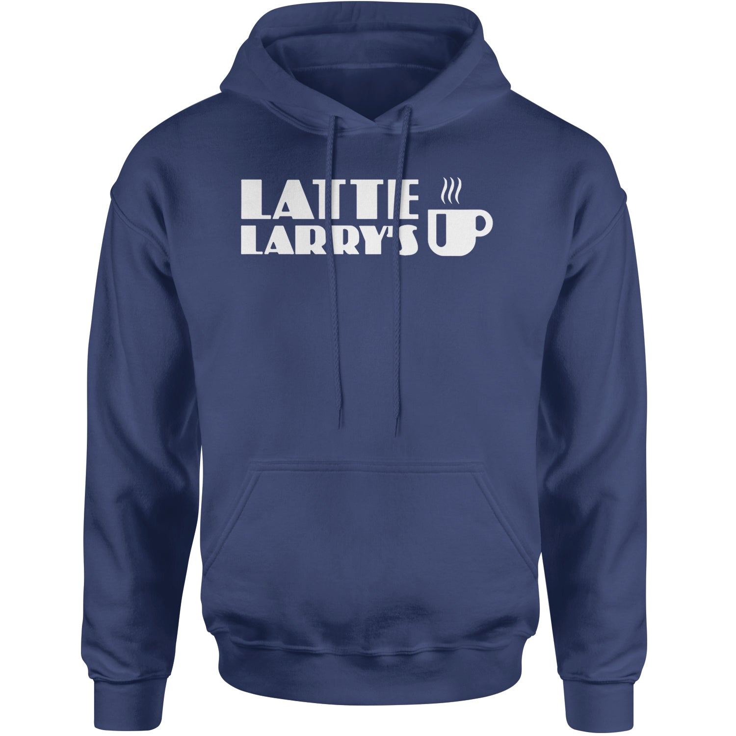 Latte Larry's Enthusiastic Coffee Adult Hoodie Sweatshirt Navy Blue