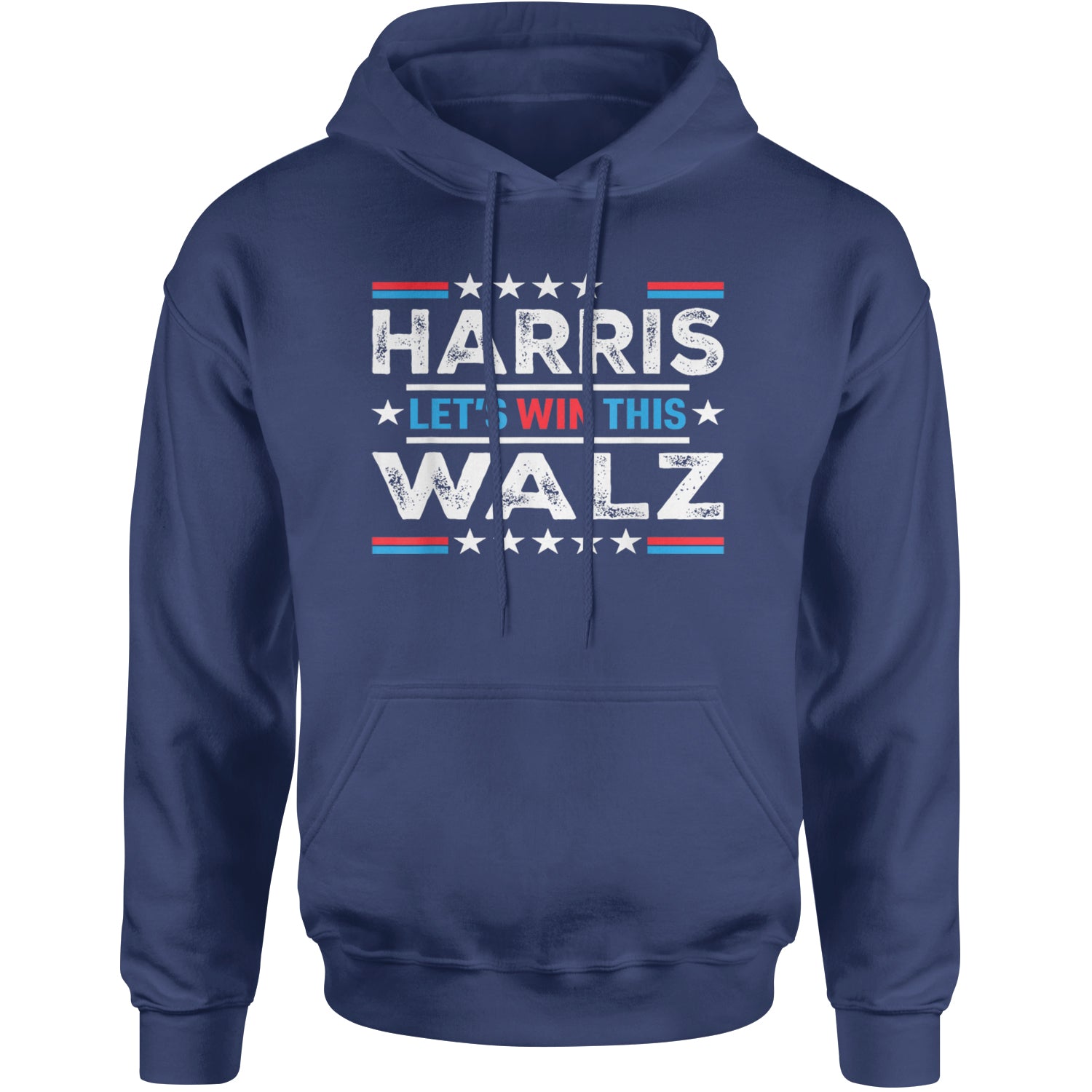 Kamala Harris and Tim Walz For President Adult Hoodie Sweatshirt Navy Blue