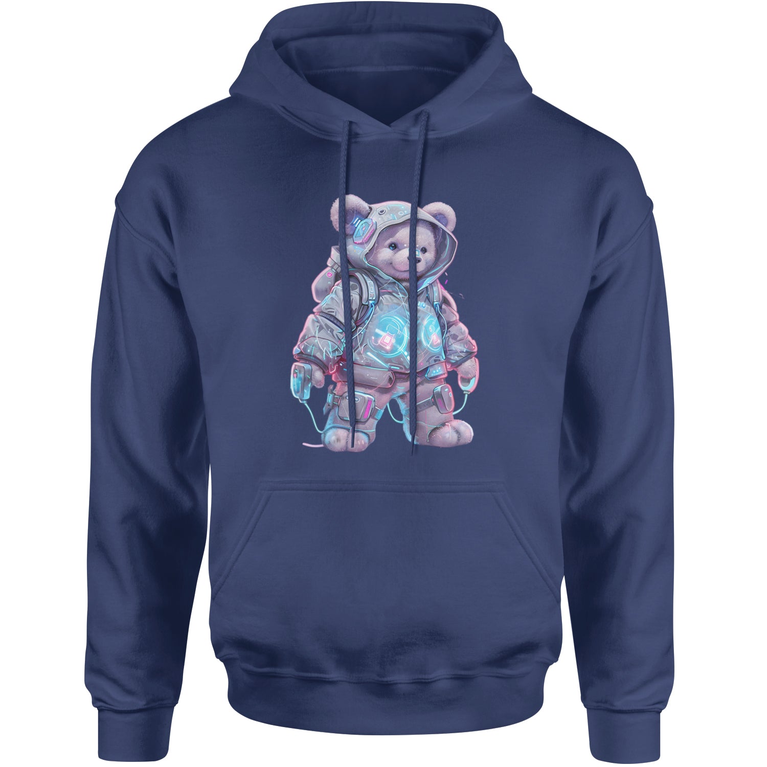 Cyberpunk Adventure Urban Graffiti Bear Adult Hoodie Sweatshirt Navy Blue