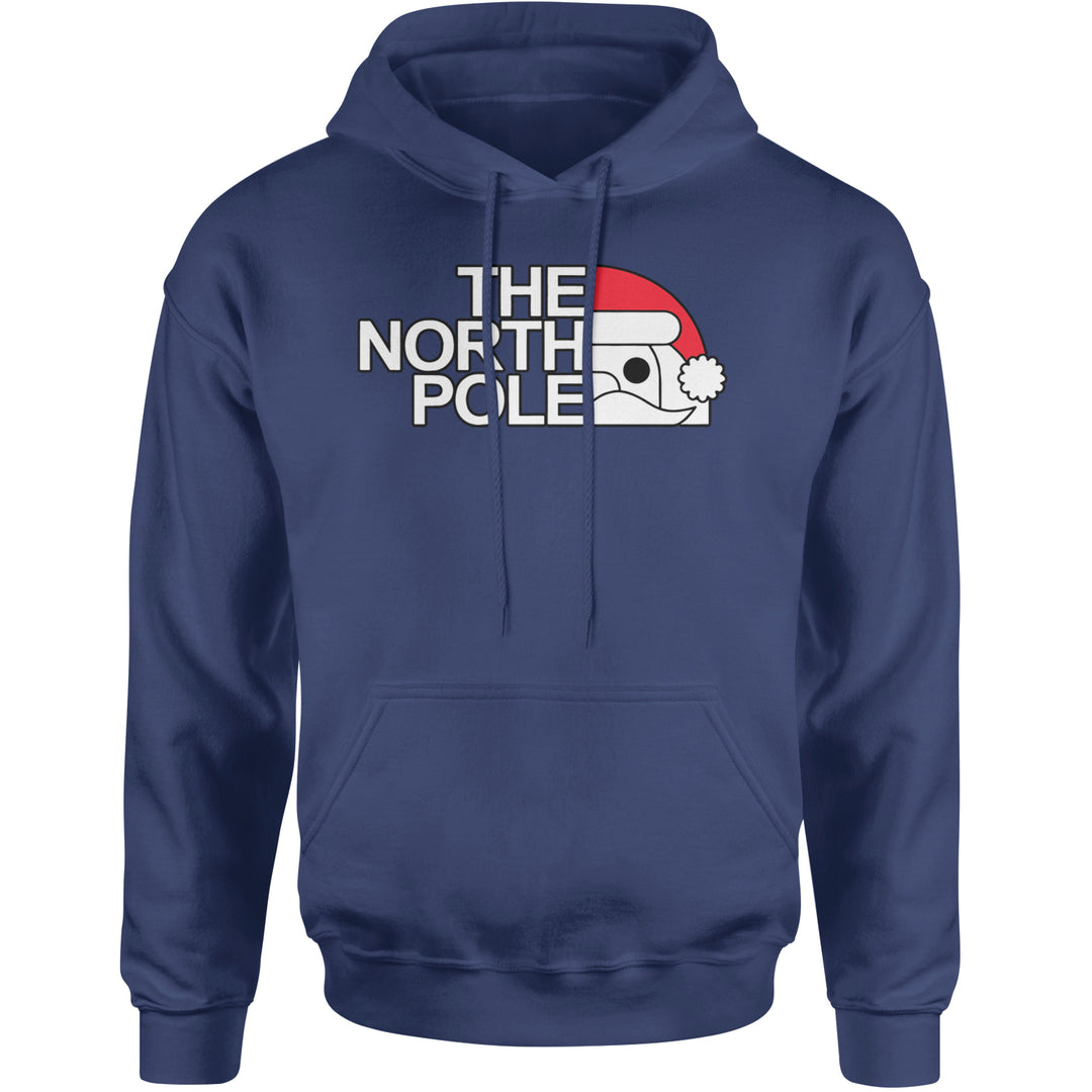The North Pole Santa Face Adult Hoodie Sweatshirt Navy Blue
