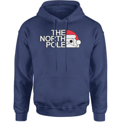 The North Pole Santa Face Adult Hoodie Sweatshirt Navy Blue