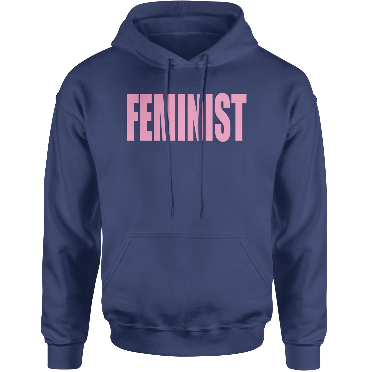 Feminist (Pink Print) Adult Hoodie Sweatshirt Navy Blue