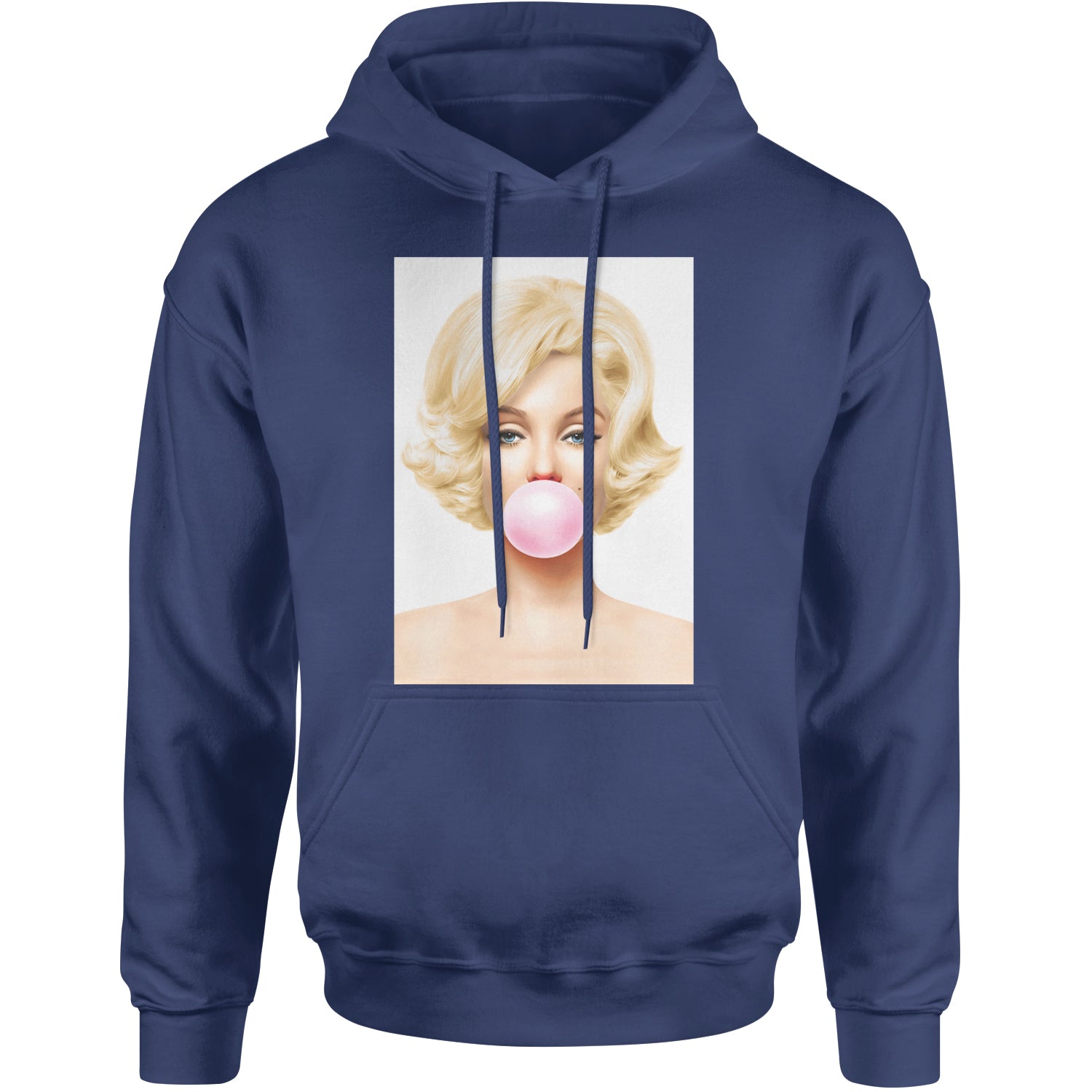 Ms. Monroe Pink Bubble Gum American Icon Adult Hoodie Sweatshirt Navy Blue