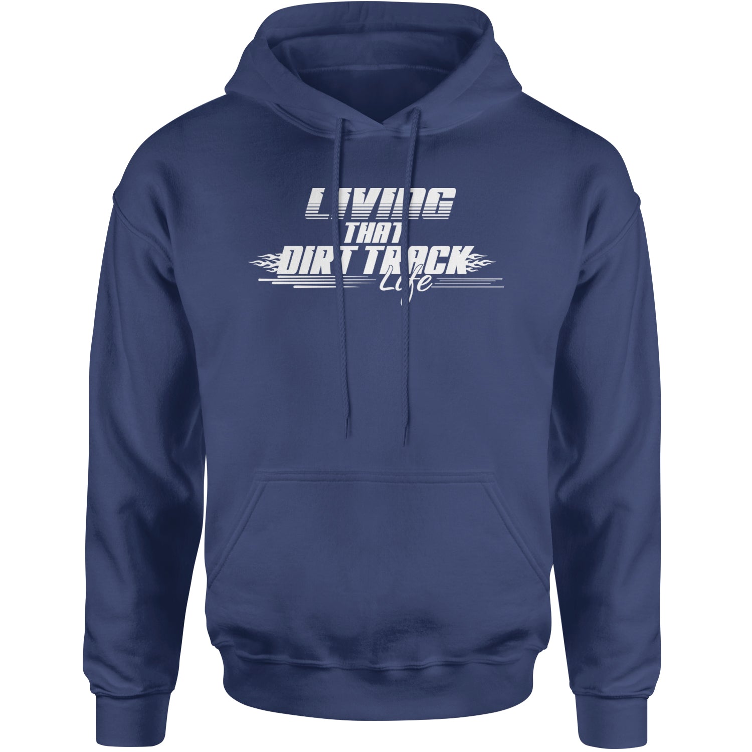 Living That Dirt Track Life Adult Hoodie Sweatshirt Navy Blue