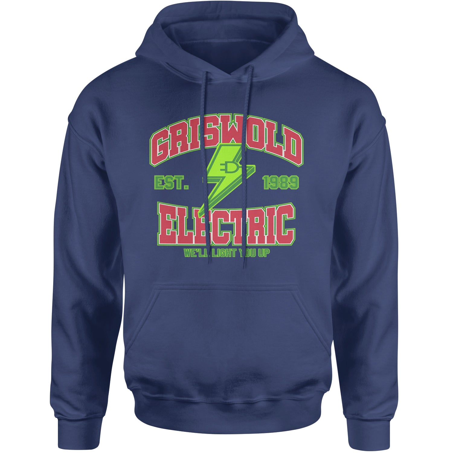 Griswold Electric We'll Light You Up Adult Hoodie Sweatshirt Navy Blue