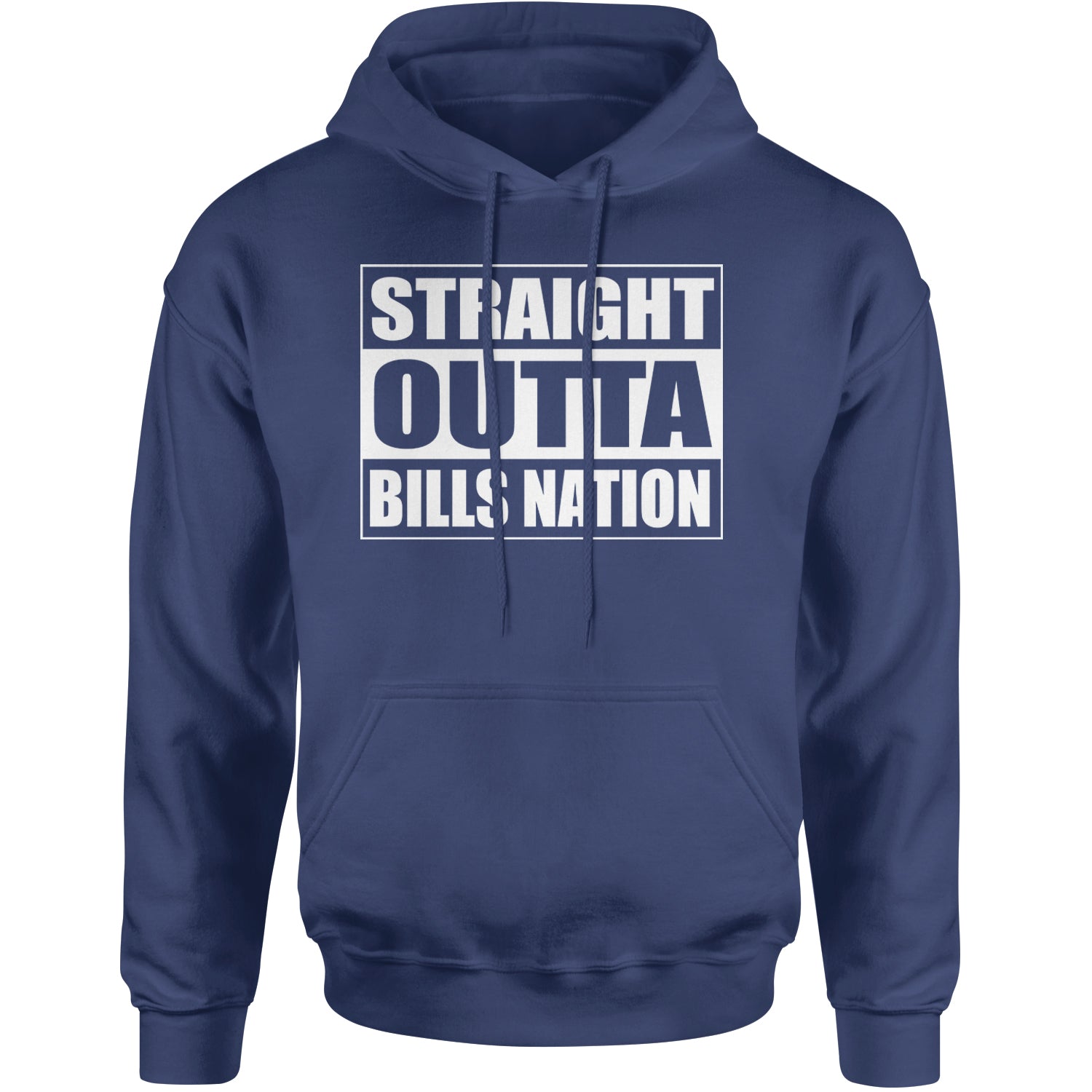 Straight Outta Bills Nation  Adult Hoodie Sweatshirt Navy Blue