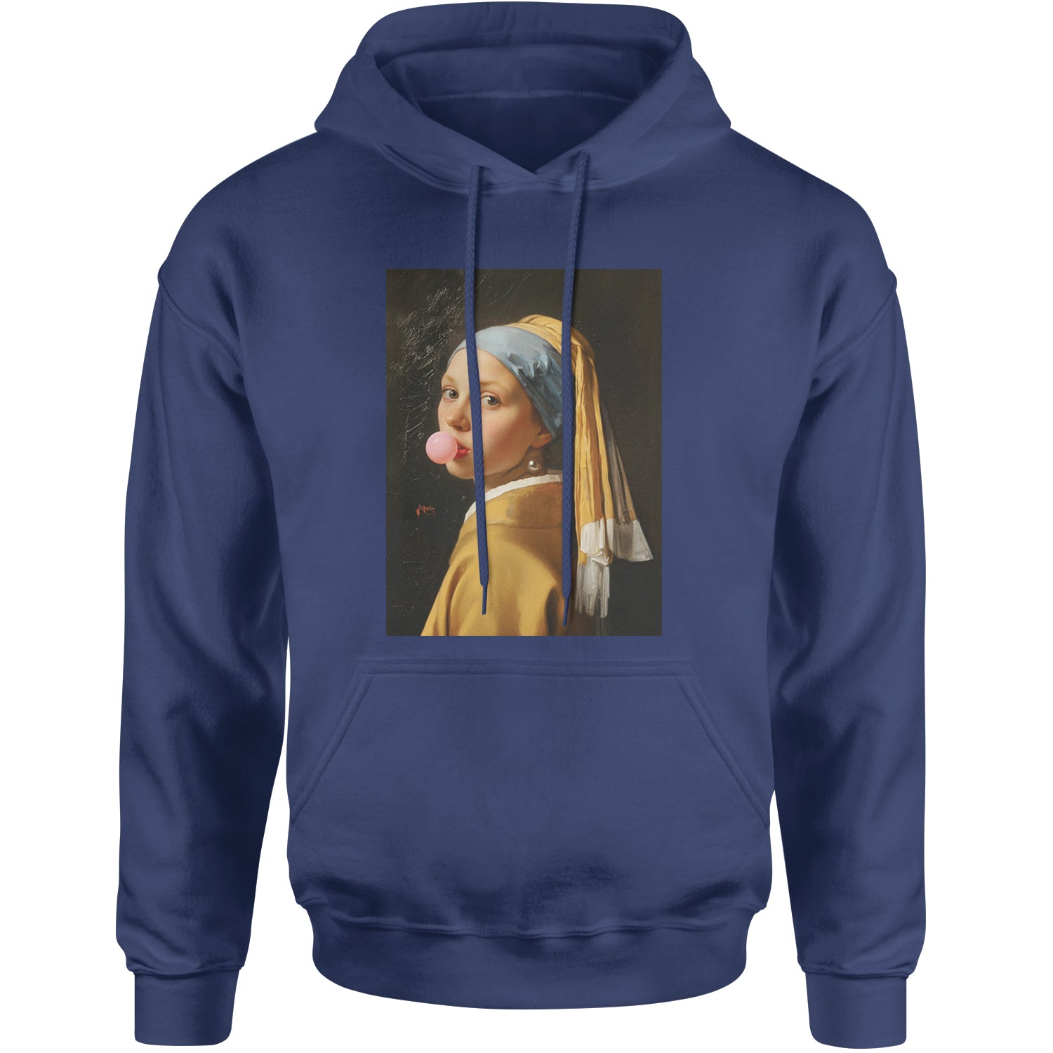 Girl with a Pearl Earring Bubble Gum Contemporary Art Adult Hoodie Sweatshirt Navy Blue