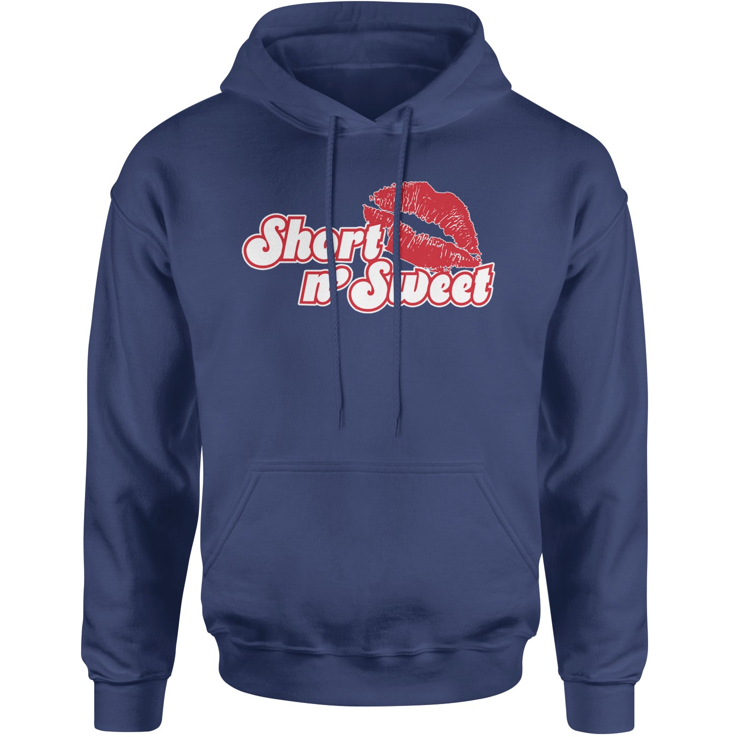 Short N' Sweet Red Lips Adult Hoodie Sweatshirt Navy Blue