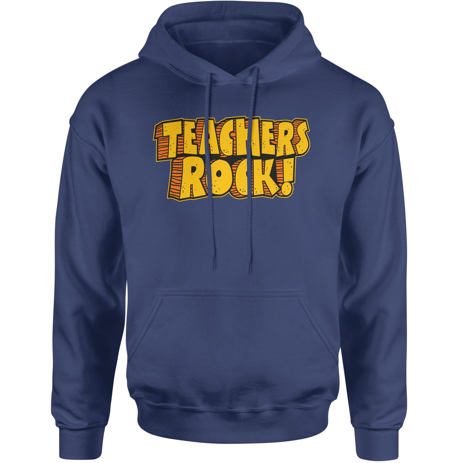 Teachers Rock Retro Adult Hoodie Sweatshirt Navy Blue